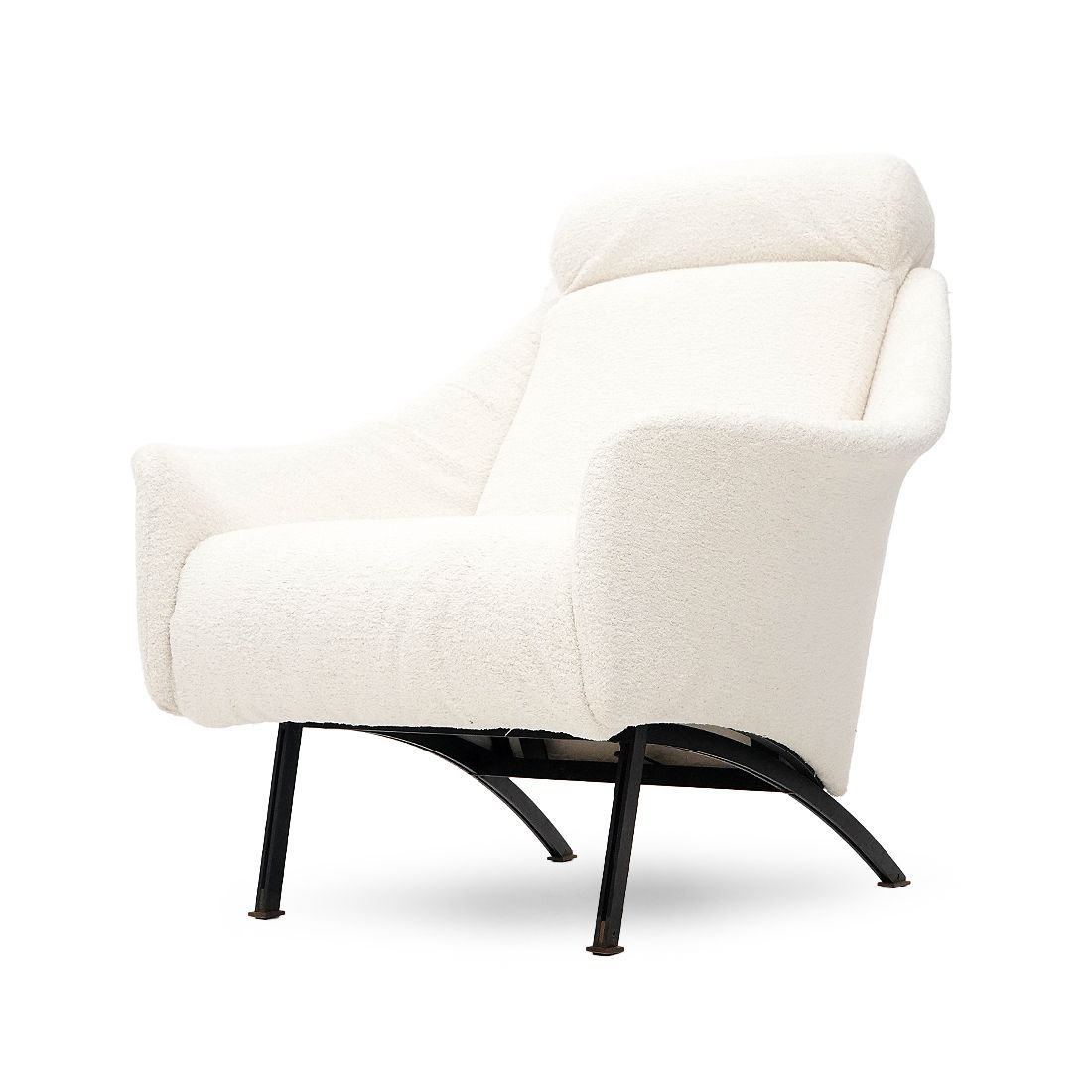 Pair Of White Bouclé Armchairs, 1950s photo buy