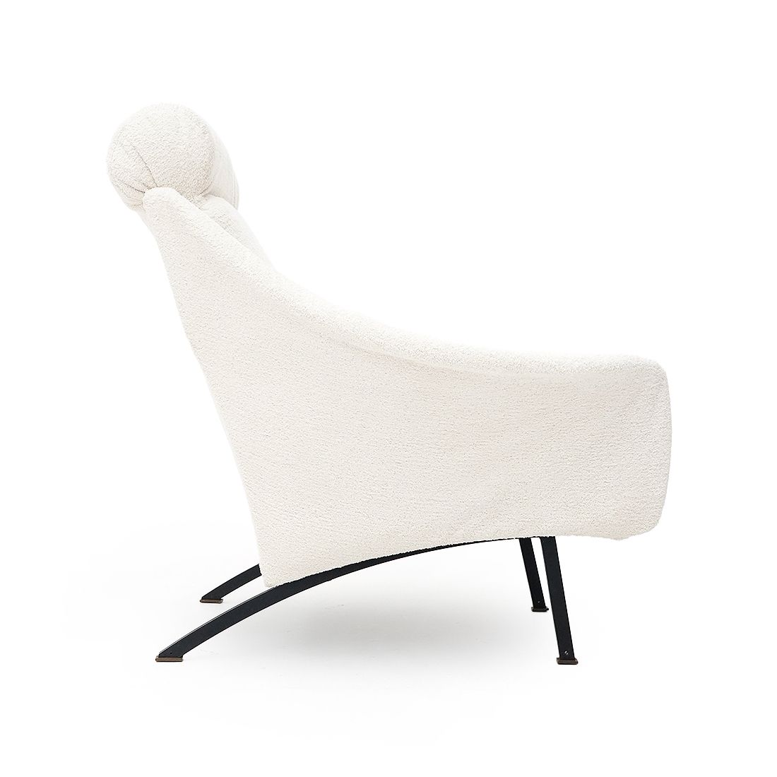 Pair Of White Bouclé Armchairs, 1950s photo vintage
