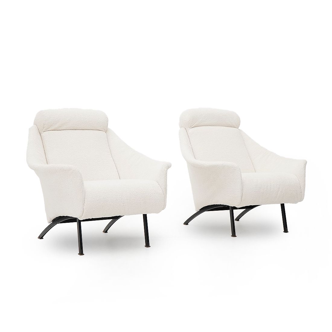 Pair Of White Bouclé Armchairs, 1950s photo furniture