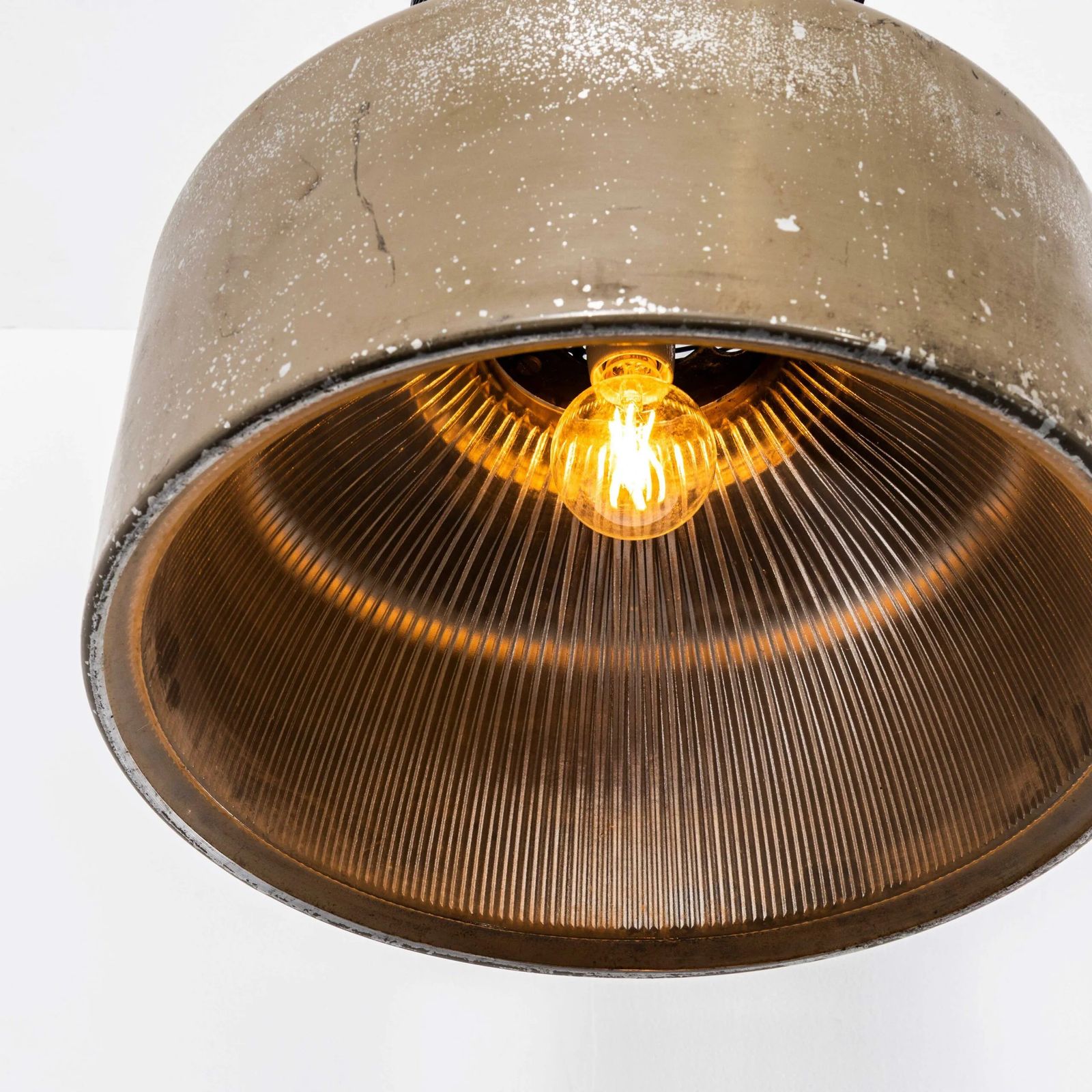 1970’s Large Holophane Industrial Pendant Lamps With Grill Top photo Lighting