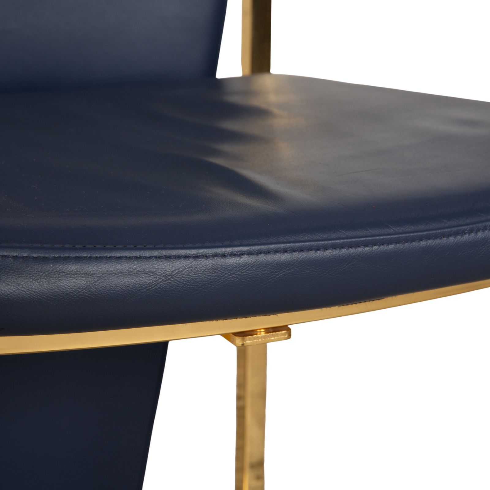 Lot de 4 chaises Ronald Schmitt en cuir bleu, structure dorée photo Mobilier