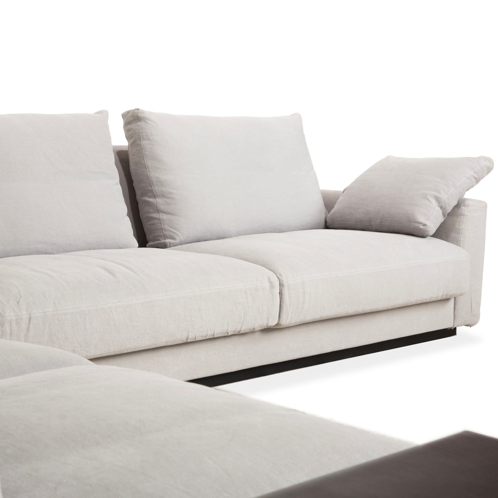 Canapé d'angle Walter Knoll Grand Suite en tissu gris clair et cuir photo buy