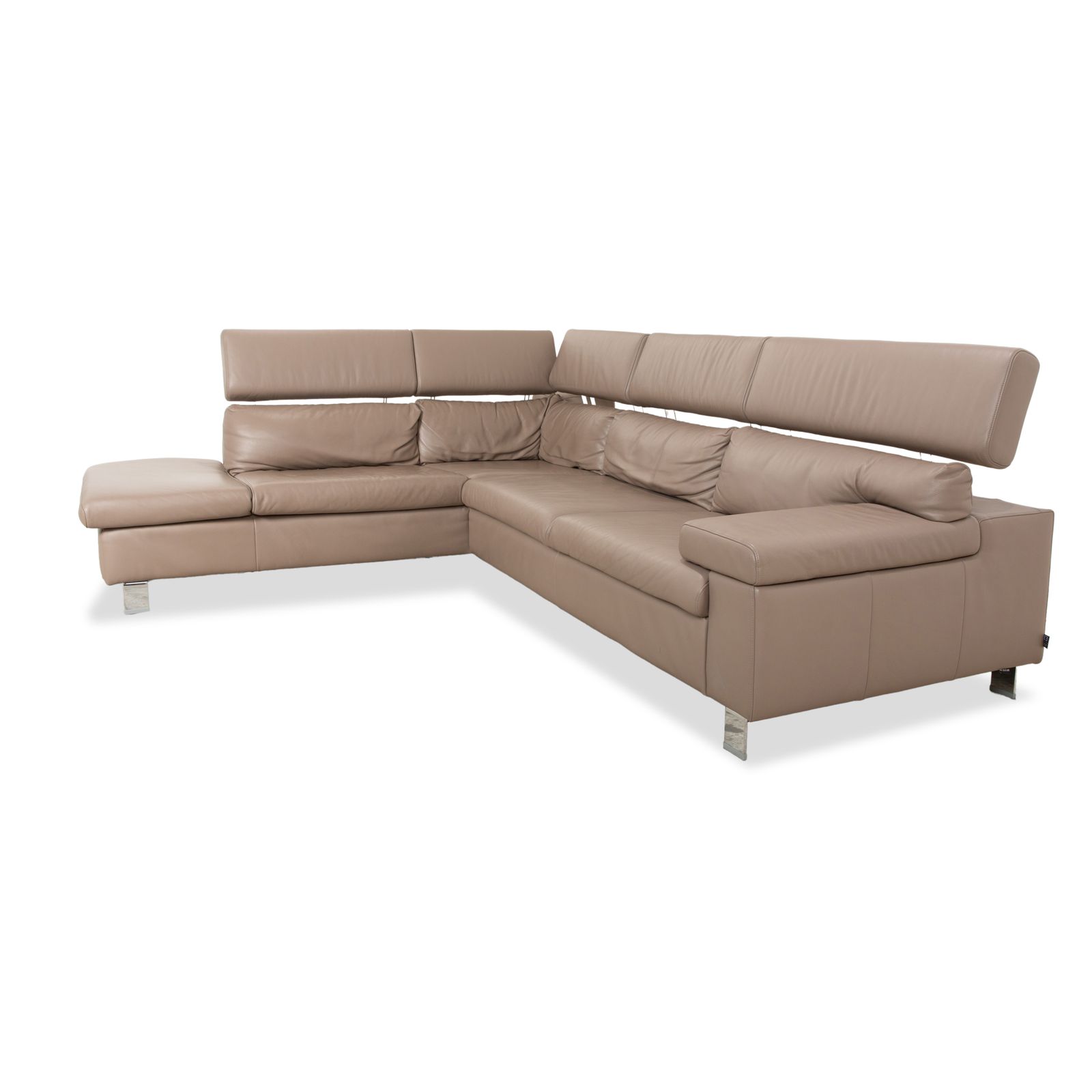 photo furniture Canapé d'angle Ewald Schillig Dream Star en cuir marron taupe, fonction manuelle