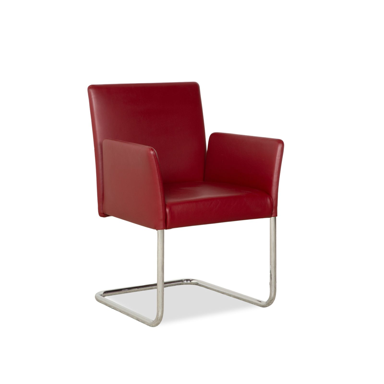 Set Of 8 Walter Knoll Jason Leather Chairs Red Cantilever photo for sale