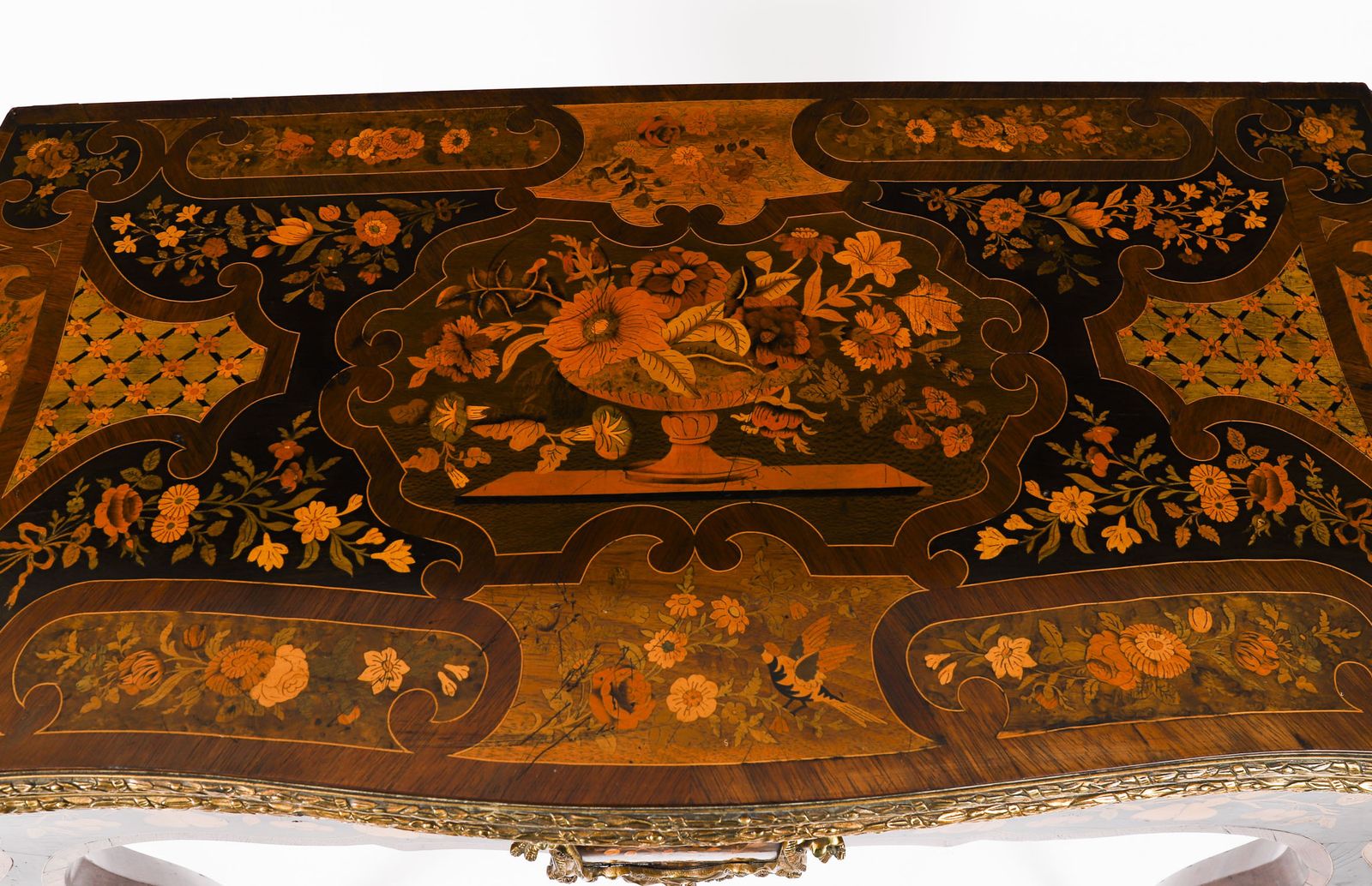 photo for sale French Louis Revival Floral Marquetry Console 19th C