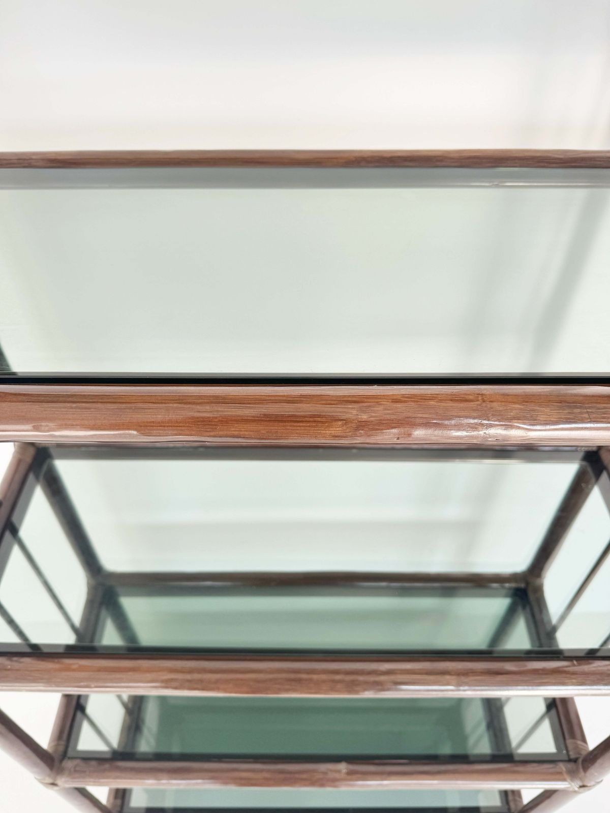 Wicker And Glass Bookcase, 1960s photo Furniture