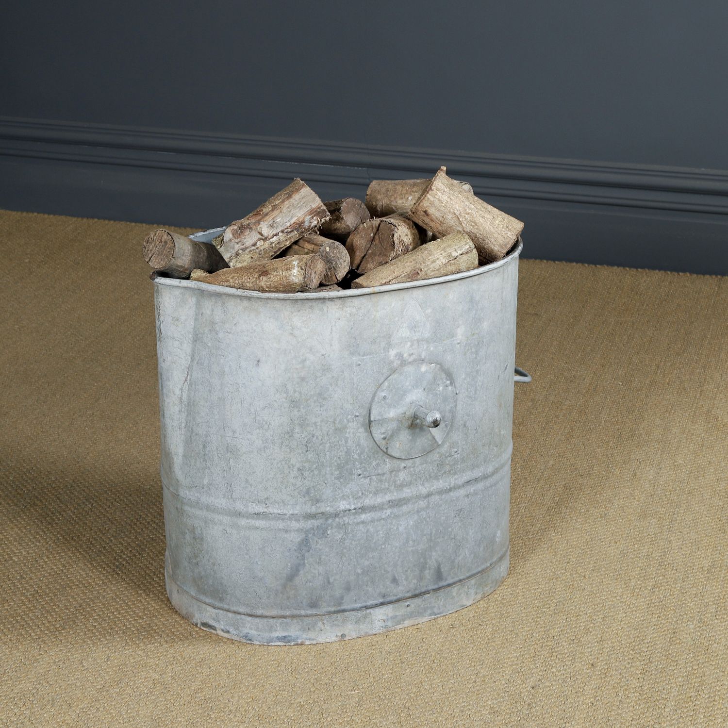 English Galvanised Metal Log  Storage / Bin / Tub / Tree / Shrub Planter (Circa 1920)