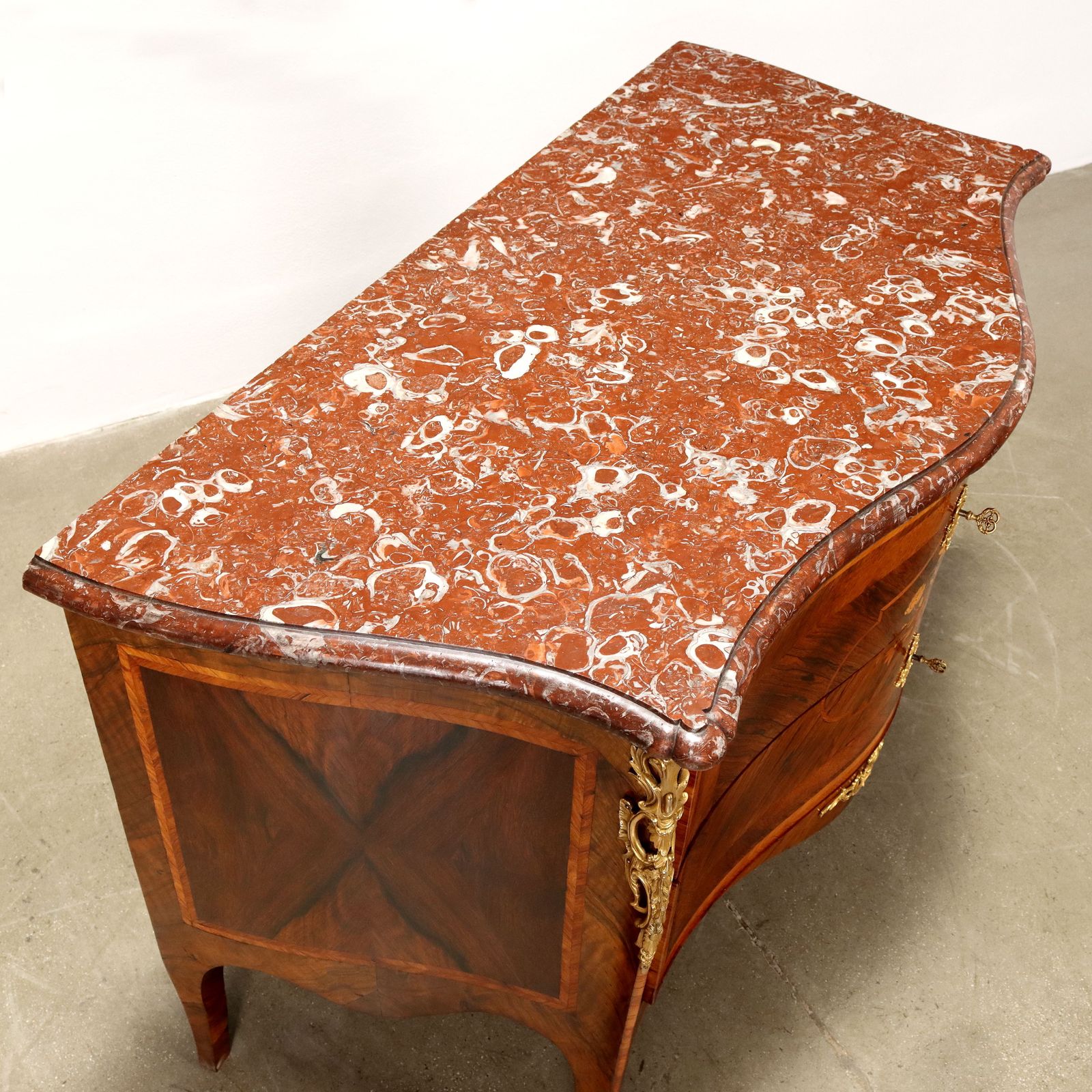 Neapolitan Chest Of Drawers Rococo Red Marble Poplar Bronze Italy 1700 photo for sale