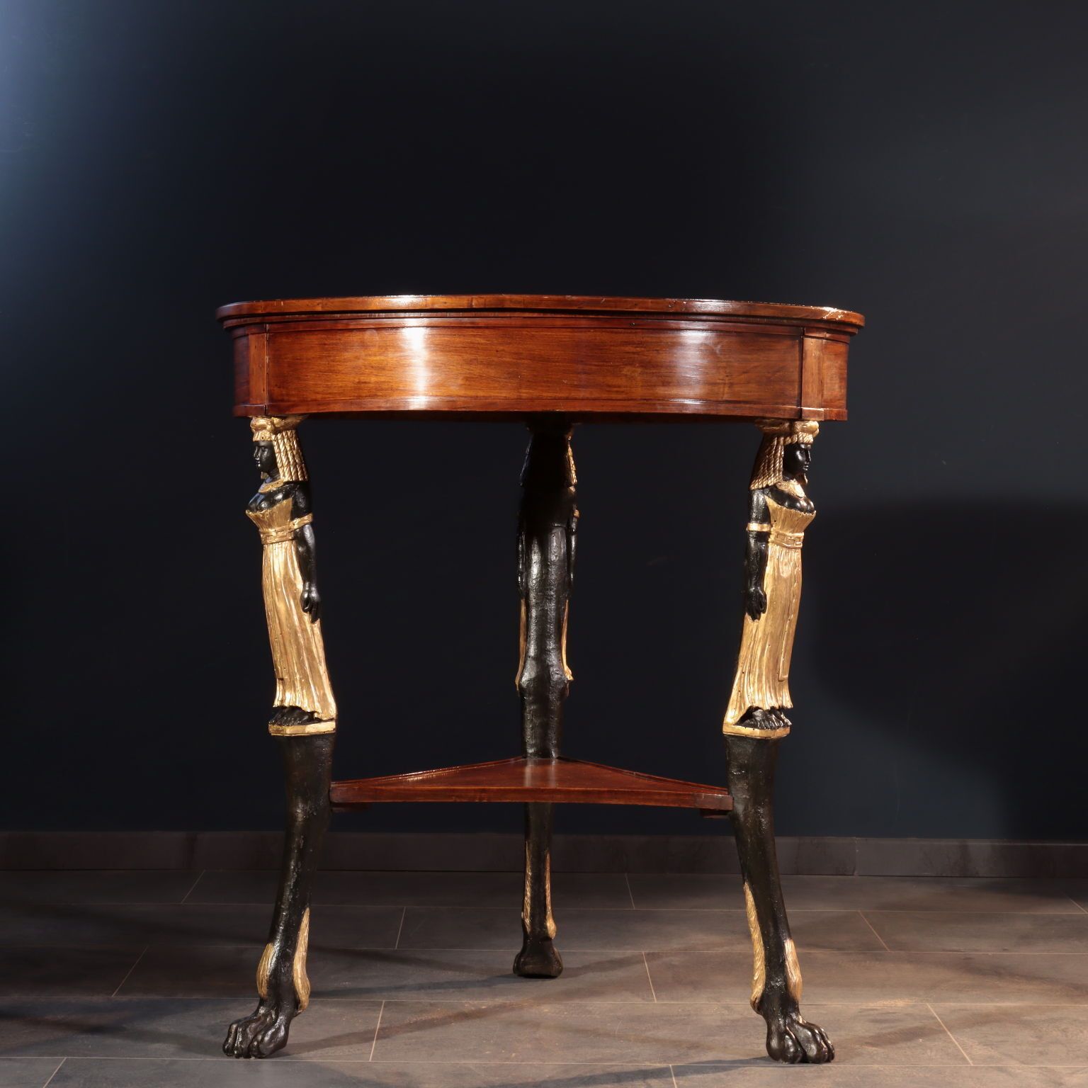Antique Side Table Empire Cherry Alabaster Italy XIX Century photo vinterior
