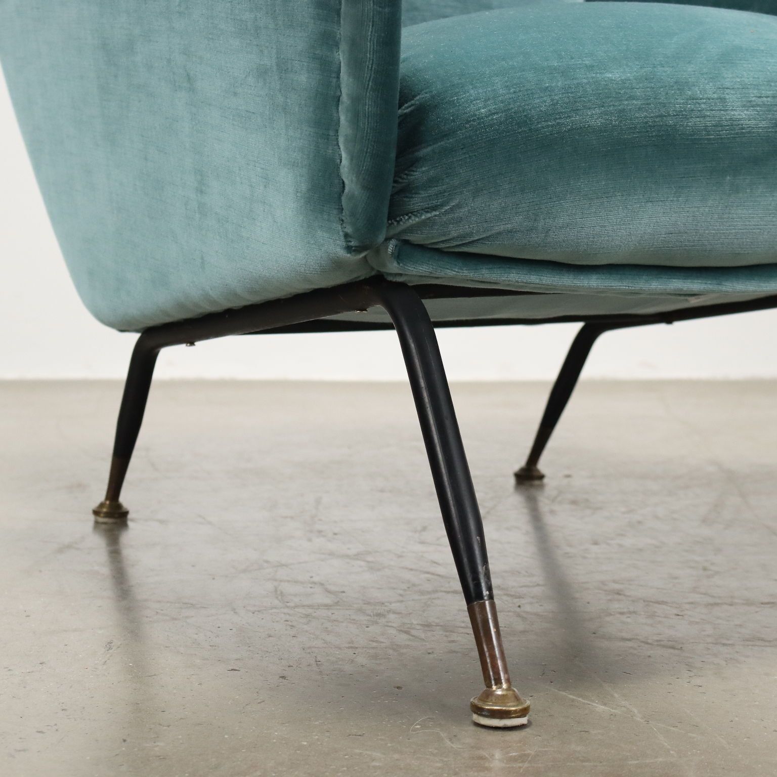 Vintage Armchair Velvet Brass Design Italy 1950s 1960s photo vinterior