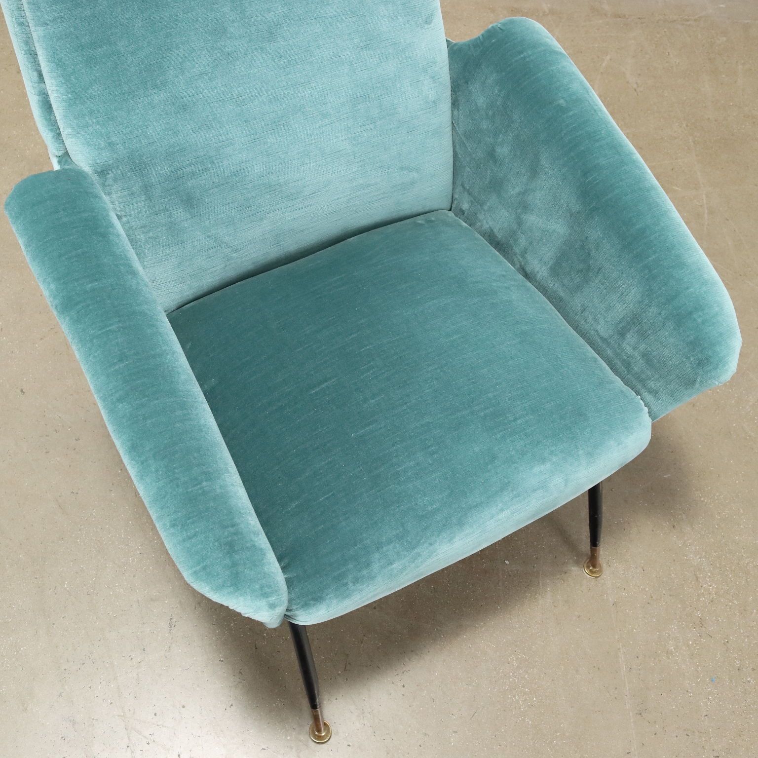 Vintage Armchair Velvet Brass Design Italy 1950s 1960s photo buy
