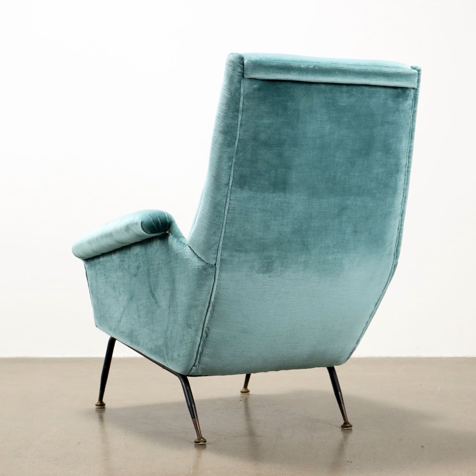 Vintage Armchair Velvet Brass Design Italy 1950s 1960s photo vintage