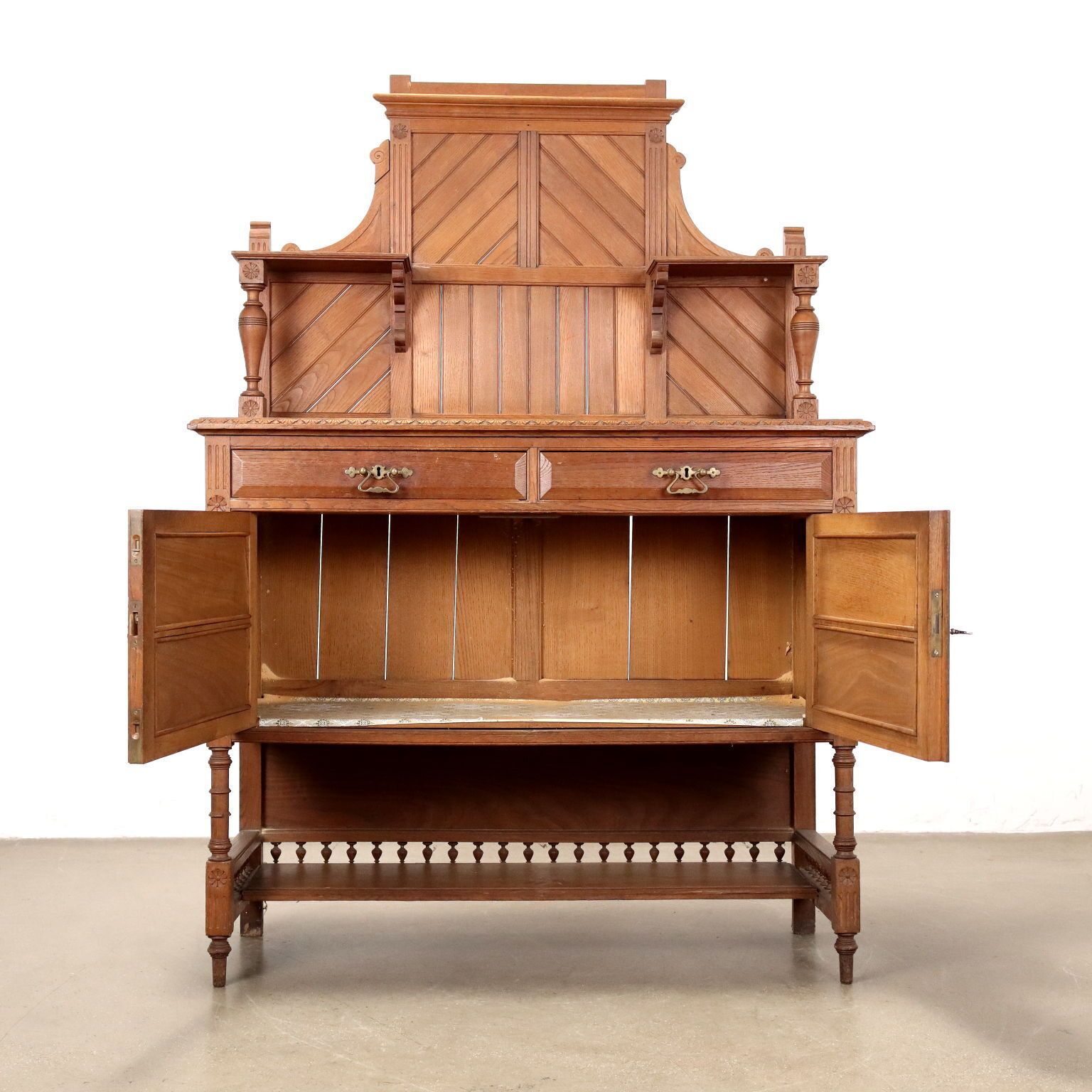 Showcase Art Nouveau Oak 2 Drawers Italy XX Century photo for sale