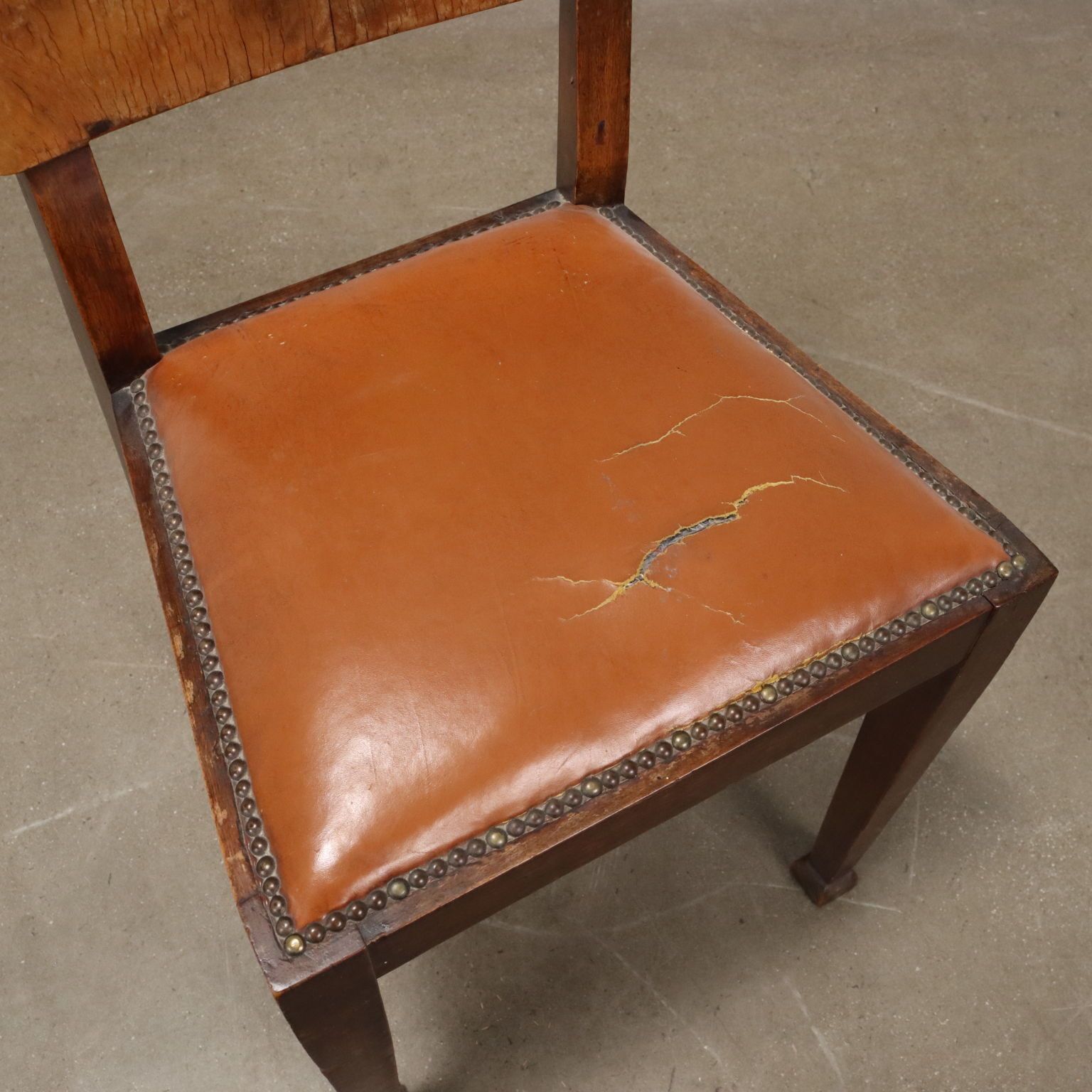 Vintage Chairs Beech Burl Veneer Leatherette Design Italy 1940s photo vinterior