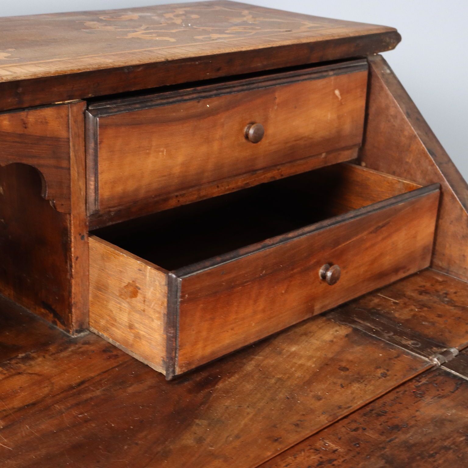 Antique Baroque Flap Cabinet Walnut Maple Italy XVIII Century photo Furniture