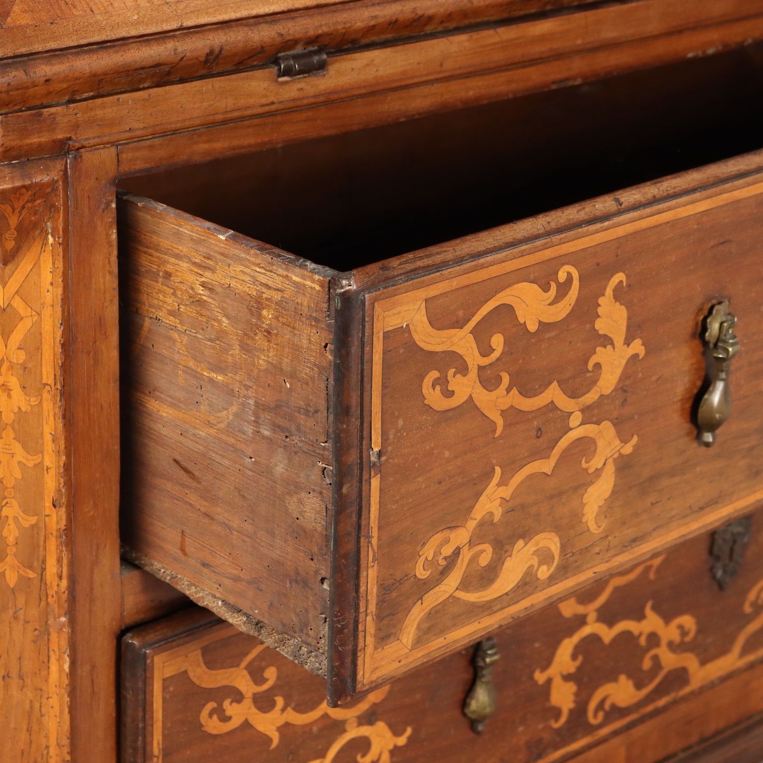 photo for sale Antique Baroque Flap Cabinet Walnut Maple Italy XVIII Century