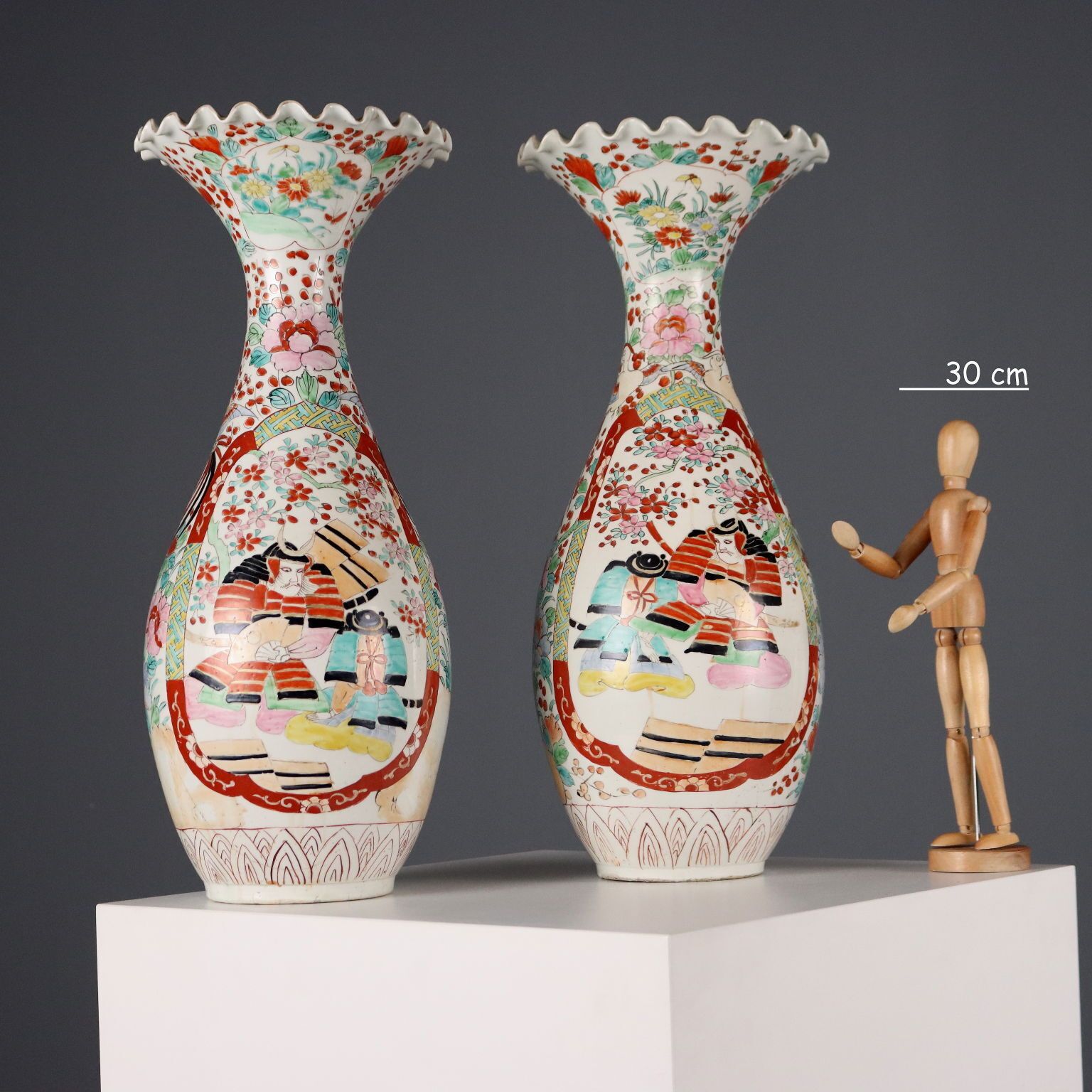 Antique Vases Porcelain Trumpet Shaped Japan Taisho 1910 1920 photo furniture