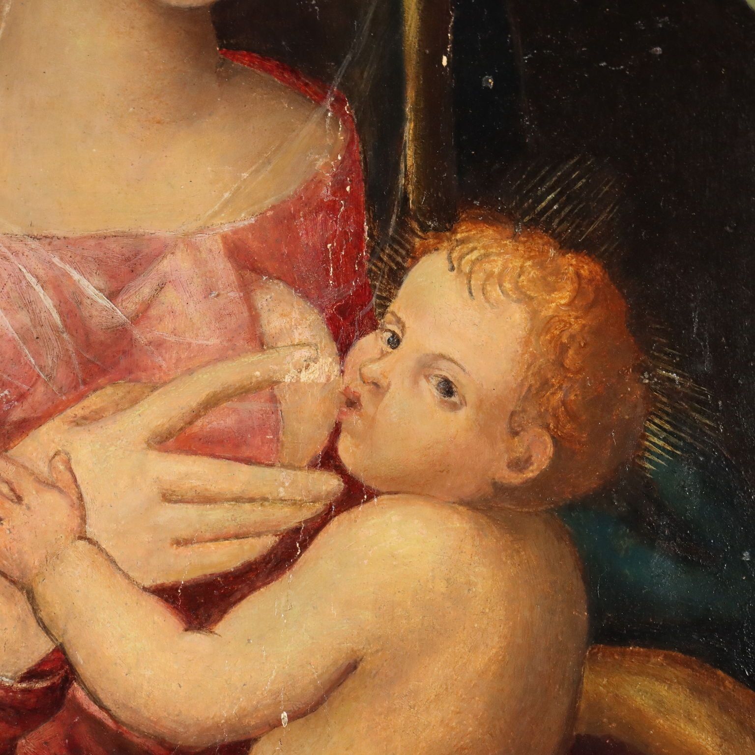 Antique Painting Virgin Mary With Jesus Child XVI Century photo 5510.0