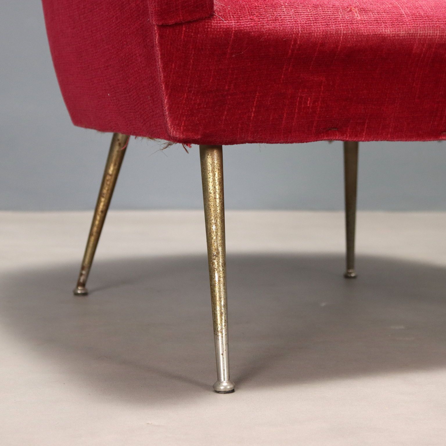 Vintage Armchair Design Fabric Brass Italy 1950s 1960s photo 450.0