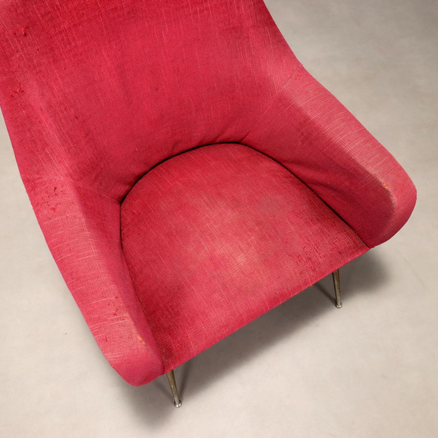 Vintage Armchair Design Fabric Brass Italy 1950s 1960s photo vinterior