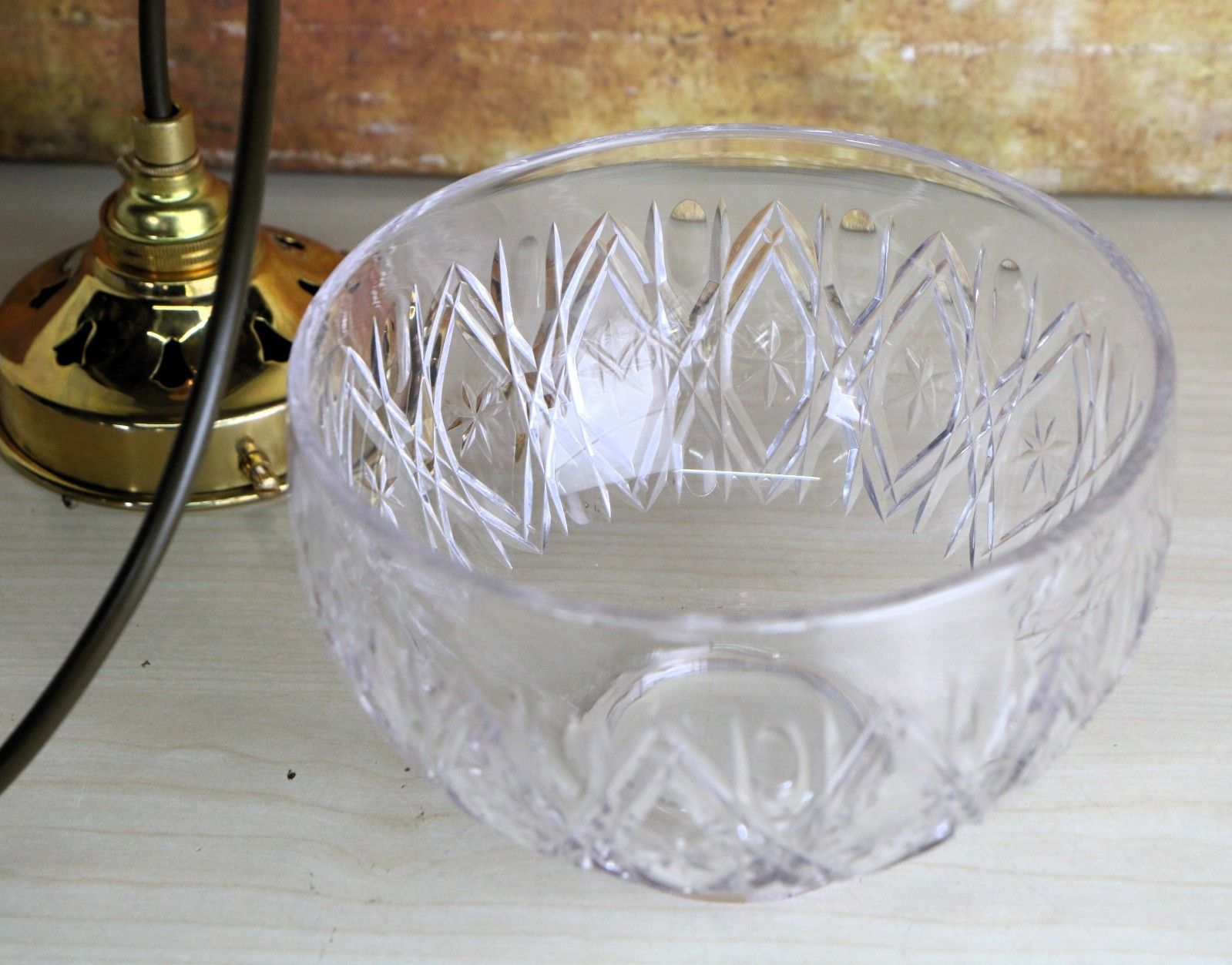 Lighting Ceiling Light Antique Cut Glass Pendant Shade Glass Bowl Multi Cut Rewired photo