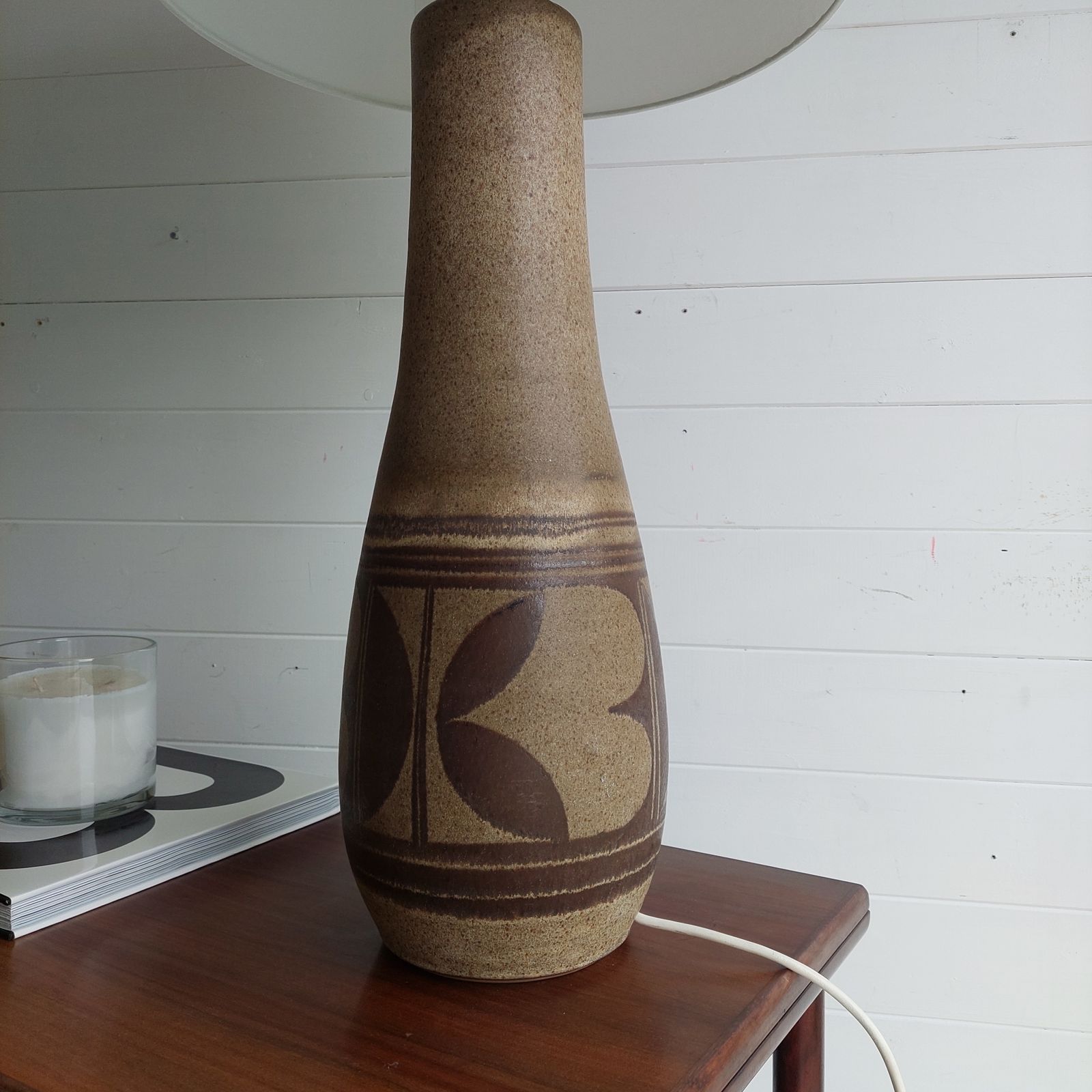 photo vintage Mid Century Studio Pottery  Large Lamp Base Scandinavian Marianne Starck Stoneware  Style, 1960/70s
