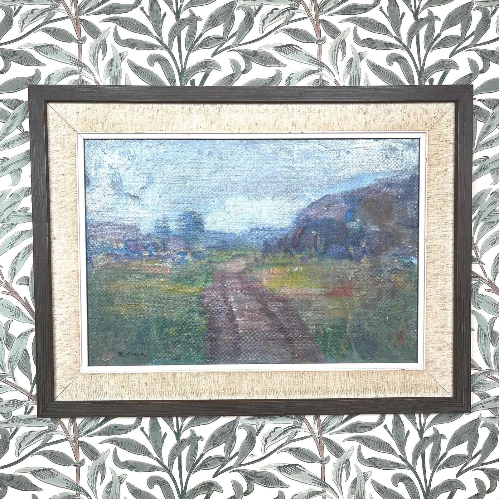 Bohuslän Landscape, 1940s, Swedish Listed Artist Ragnar Falk (1903–1977)  Oil Painting On Canvas Board