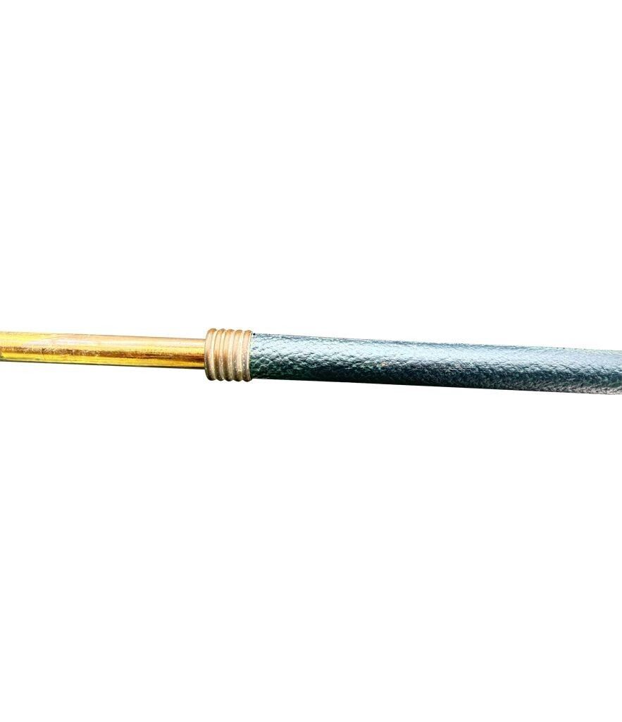 An Italian 1950s Stilnovo Brass Extendable Telescopic Wall Light With Green Stitched Leather Arm photo vinterior