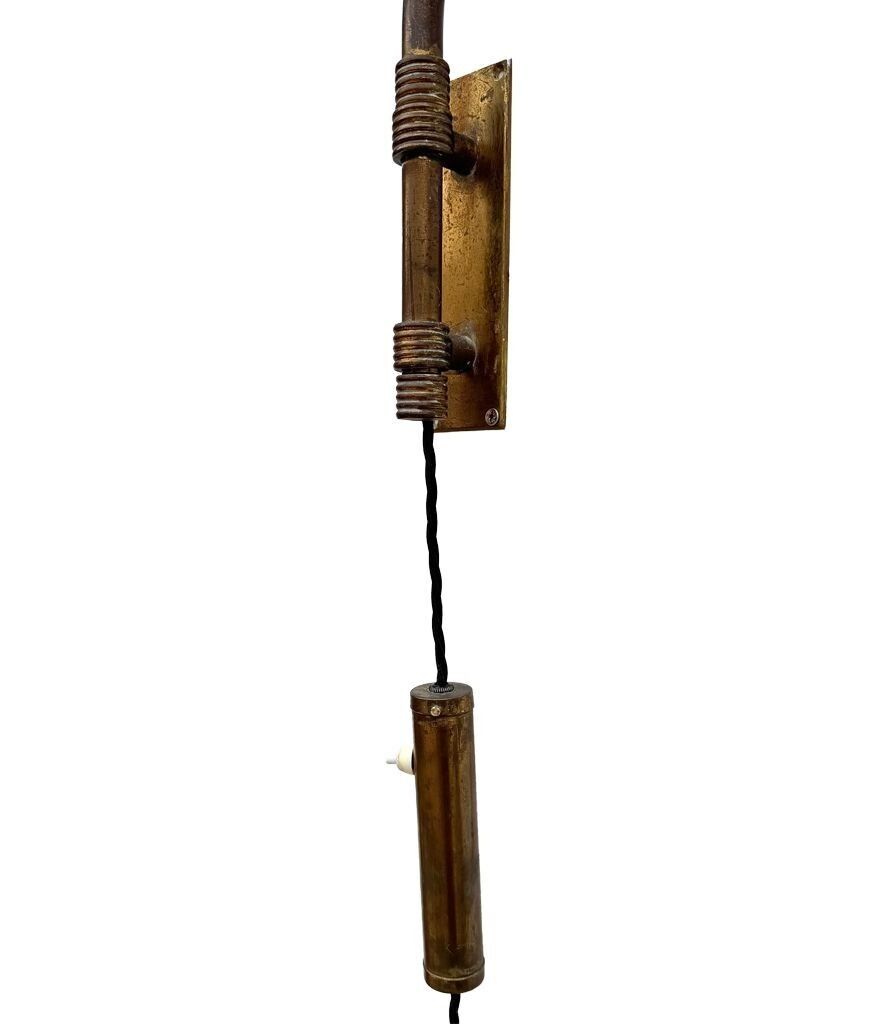 photo buy An Italian 1950s Stilnovo Brass Extendable Telescopic Wall Light With Green Stitched Leather Arm