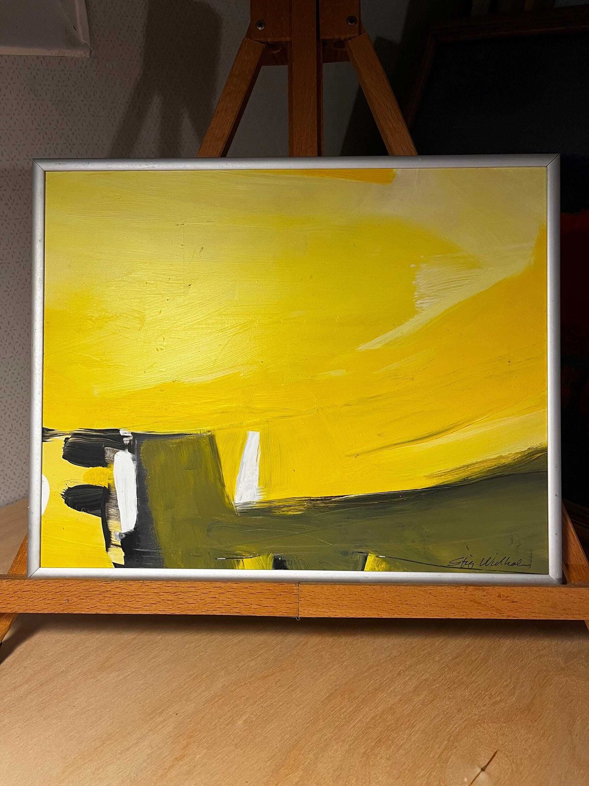 Abstract Landscape, 2004, Swedish Artist Stig Widholm, Oil Painting On Board photo for sale