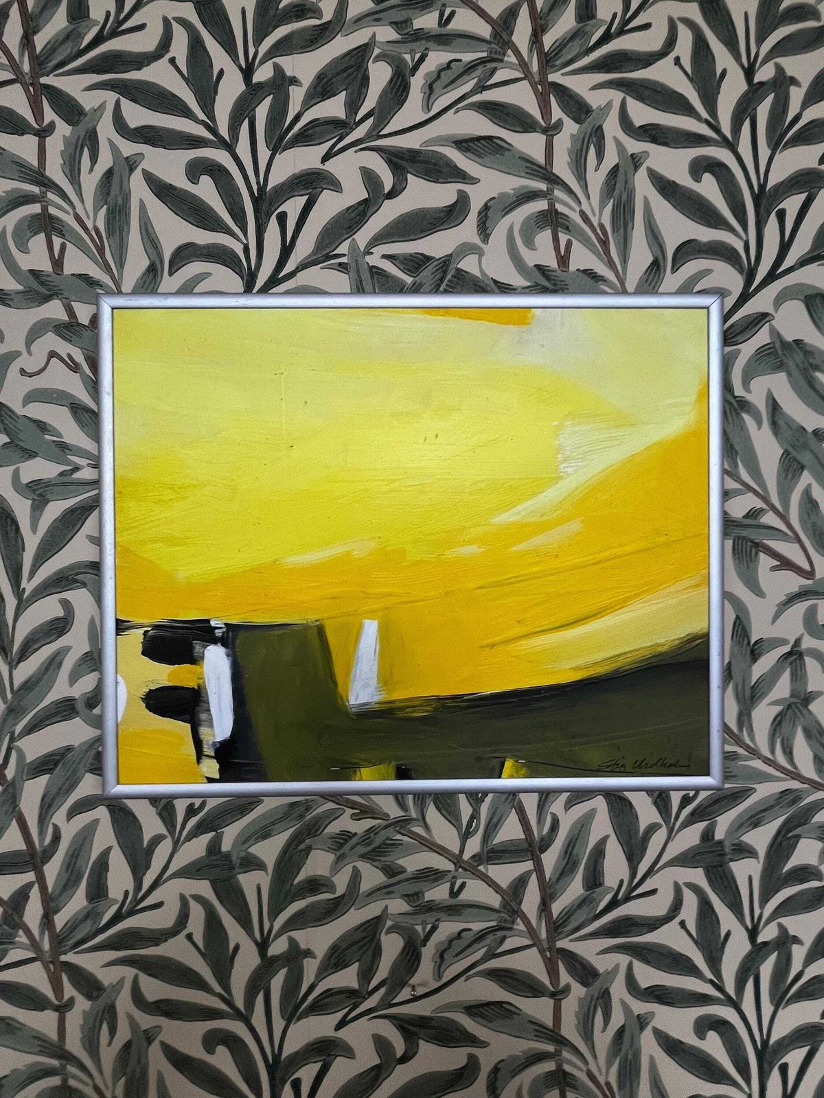 Abstract Landscape, 2004, Swedish Artist Stig Widholm, Oil Painting On Board photo vintage