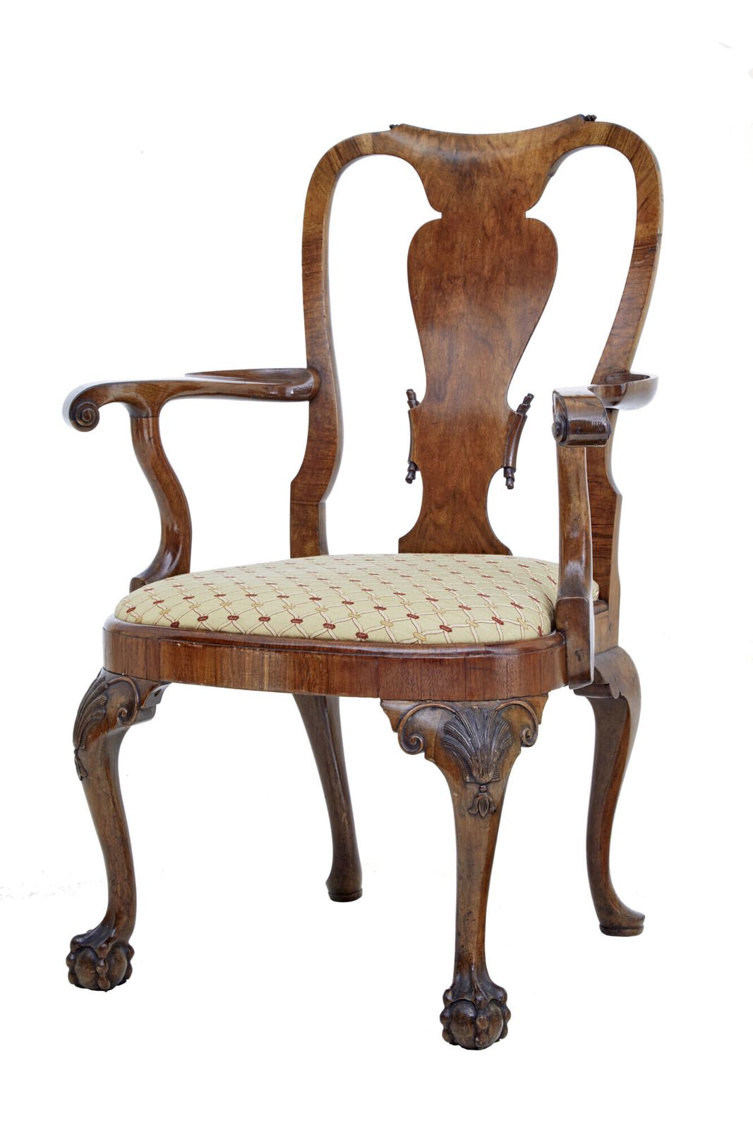 photo furniture Set Of 8 Carved Queen Anne Style Walnut Dining Chairs By Spillman & Co