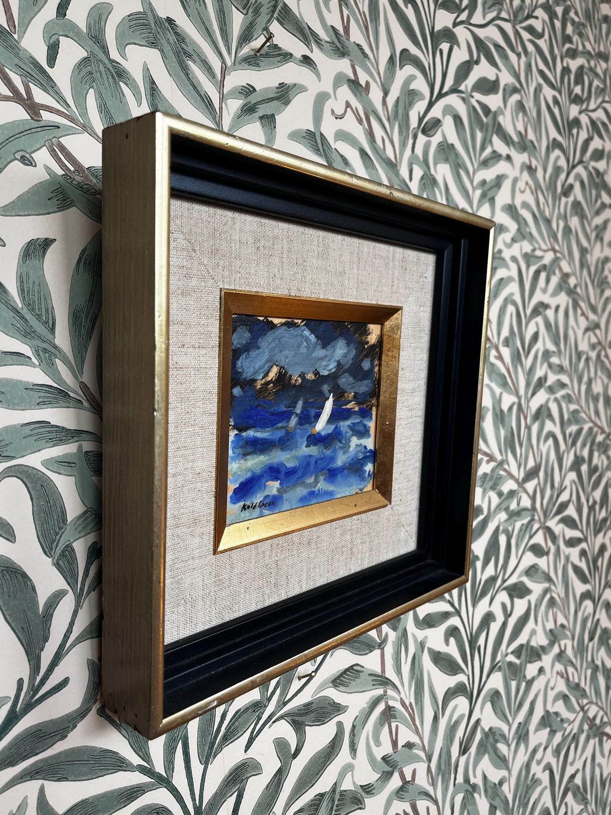 Abstract Sailing Scene C1970 Signed Original Oil Painting By Kulo Green (1913 1972) Swedish Modernist Artist Vintage Scandinavian Marine Art photo for sale