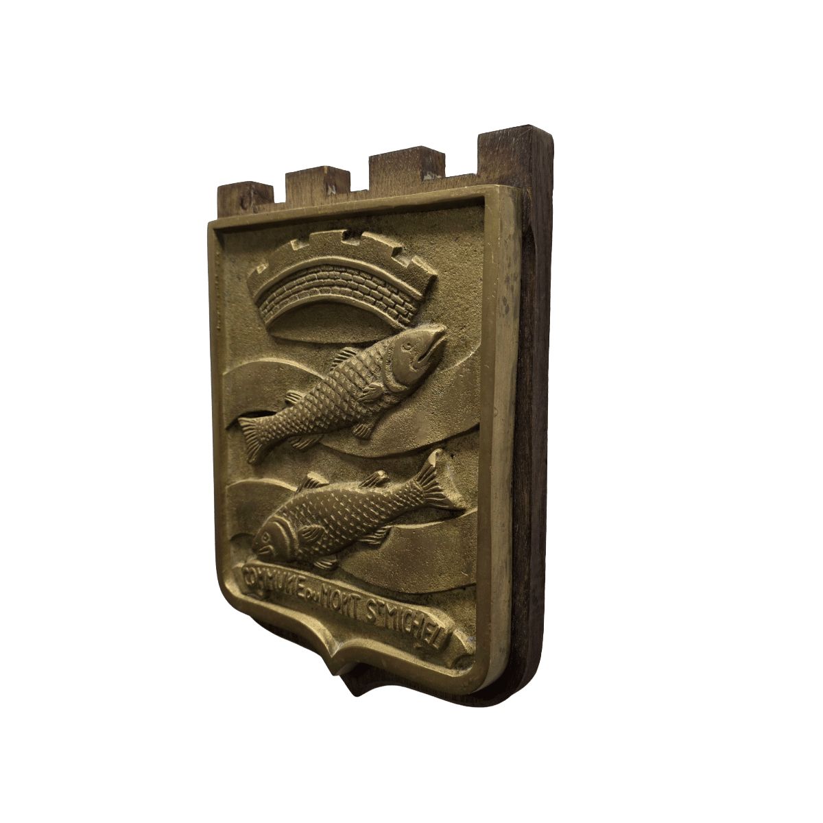 Antique French Bronze Plaque Commune Du Mont St Michel photo Art