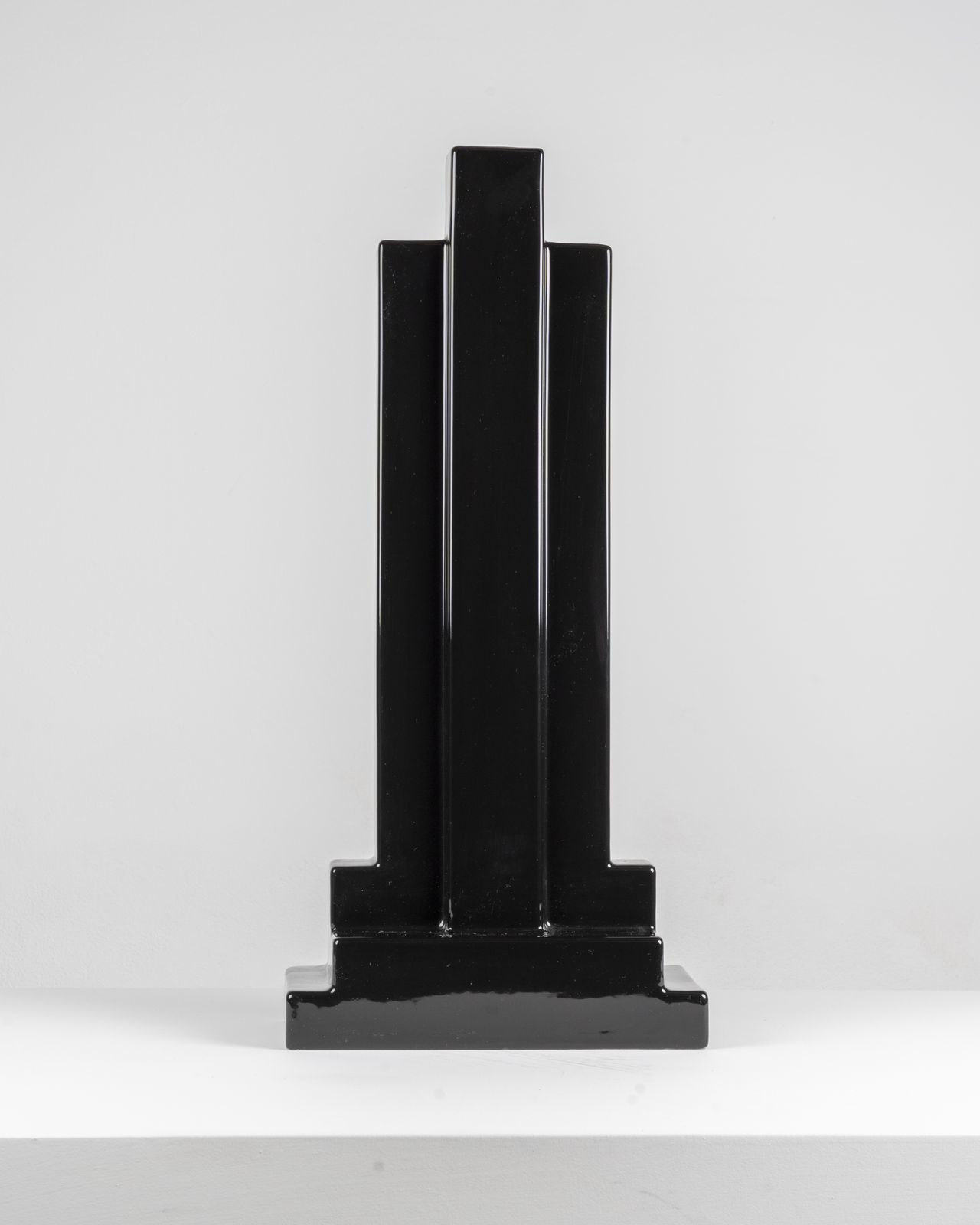 Ettore Sottsass Y15 Vase In Black Enameled Ceramic Yantra Series Poltronova 70s
