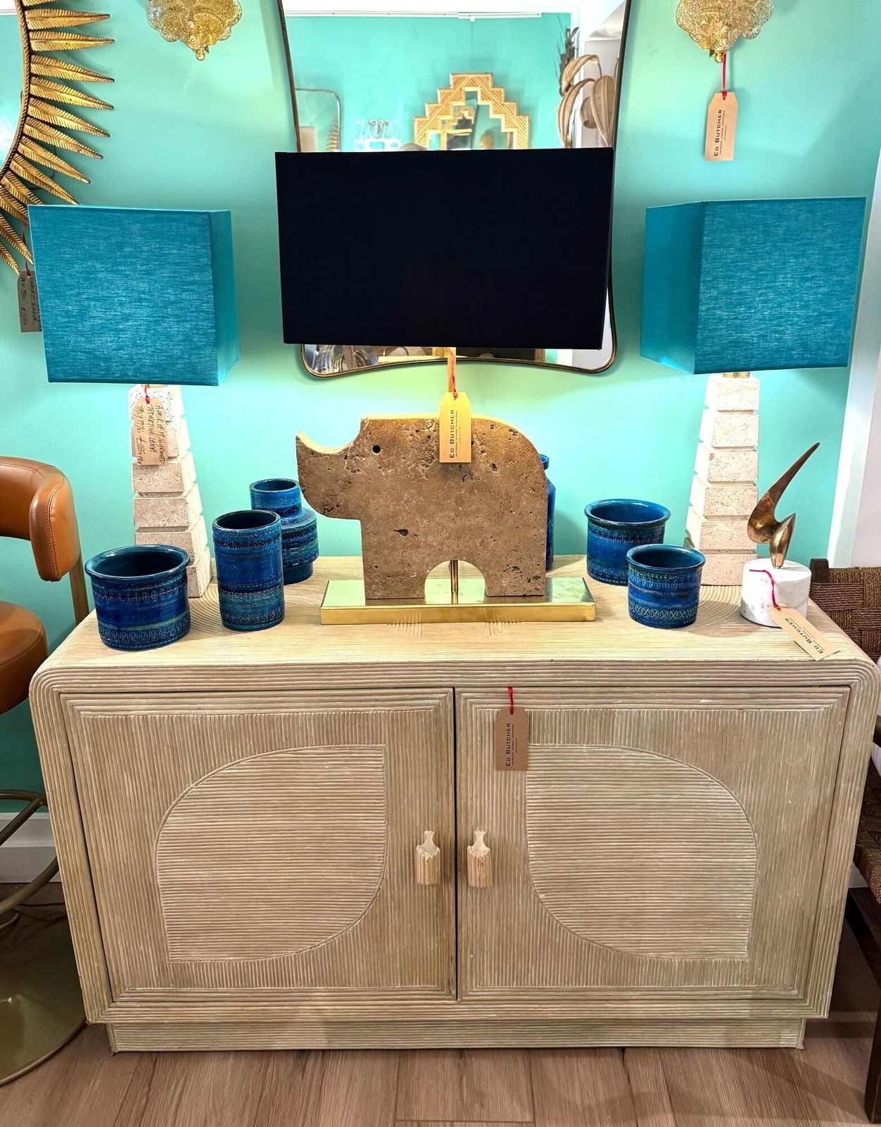 photo furniture An Italian 1970s Pencil Reed Bamboo, Two Doors, Cabinet By Vivai Del Sud