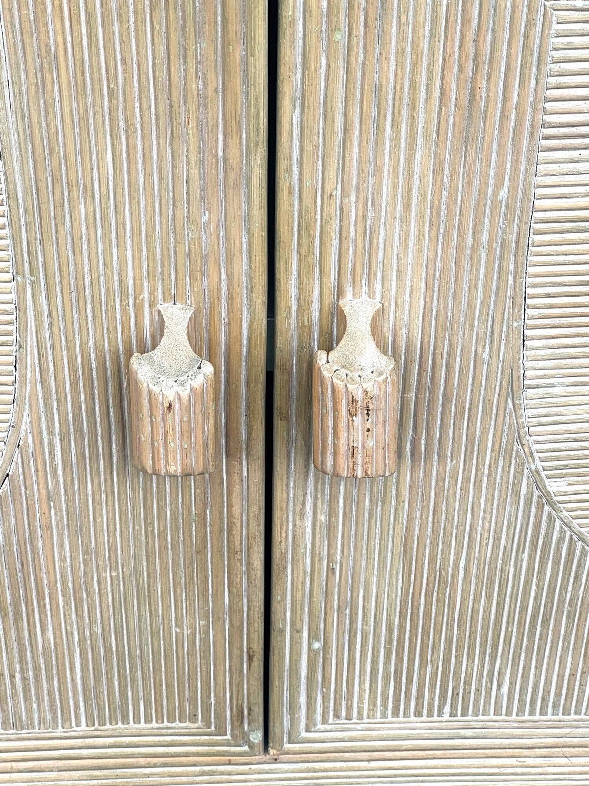 Furniture An Italian 1970s Pencil Reed Bamboo, Two Doors, Cabinet By Vivai Del Sud photo