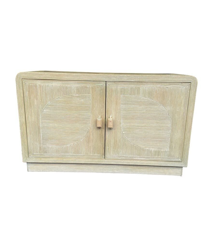 1850.0 An Italian 1970s Pencil Reed Bamboo, Two Doors, Cabinet By Vivai Del Sud photo