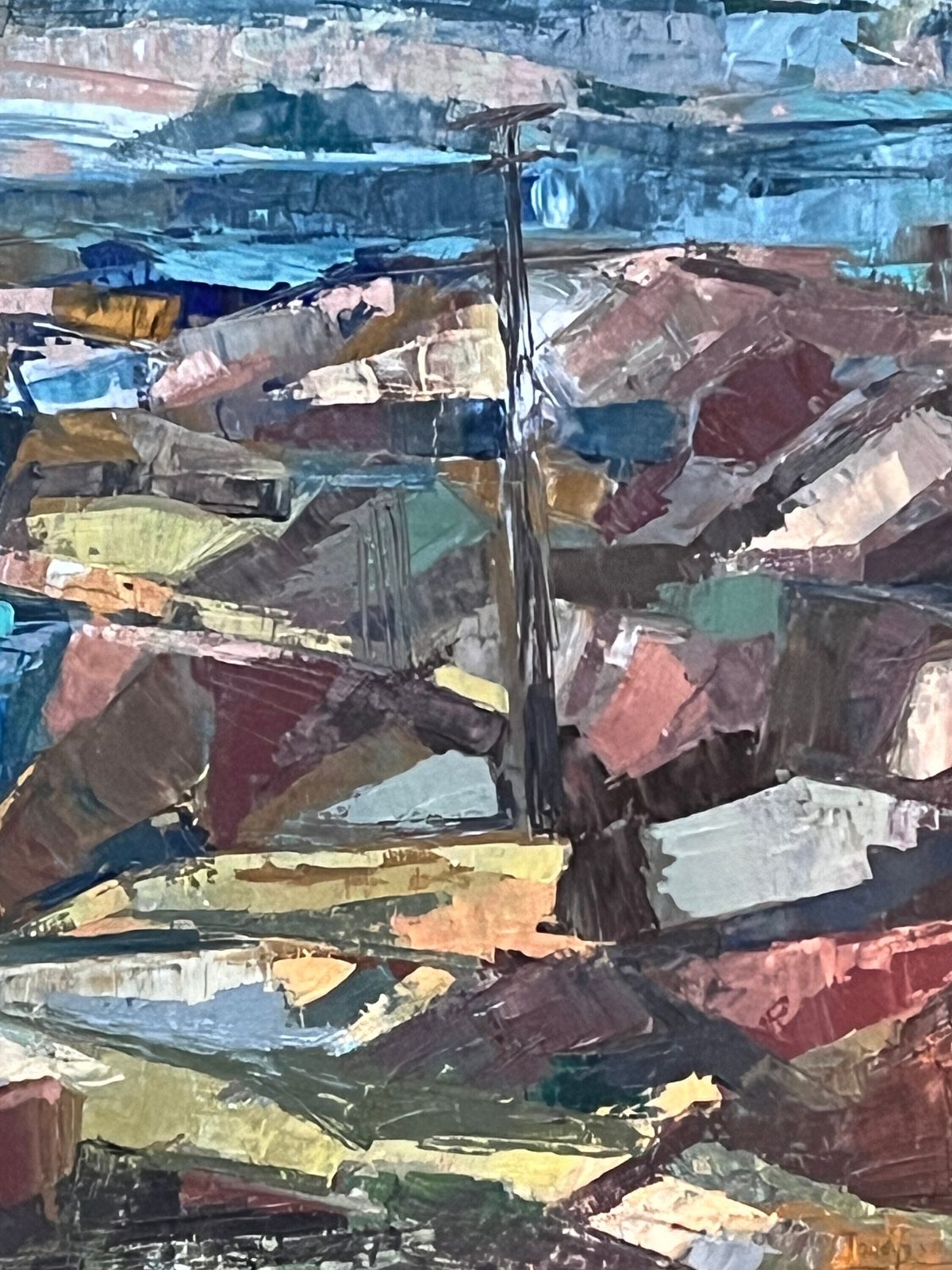 Large Coastal Landscape, 1965, Swedish Artist Josef Geson (1923 2010), Oil Painting On Streched Canvas photo for sale