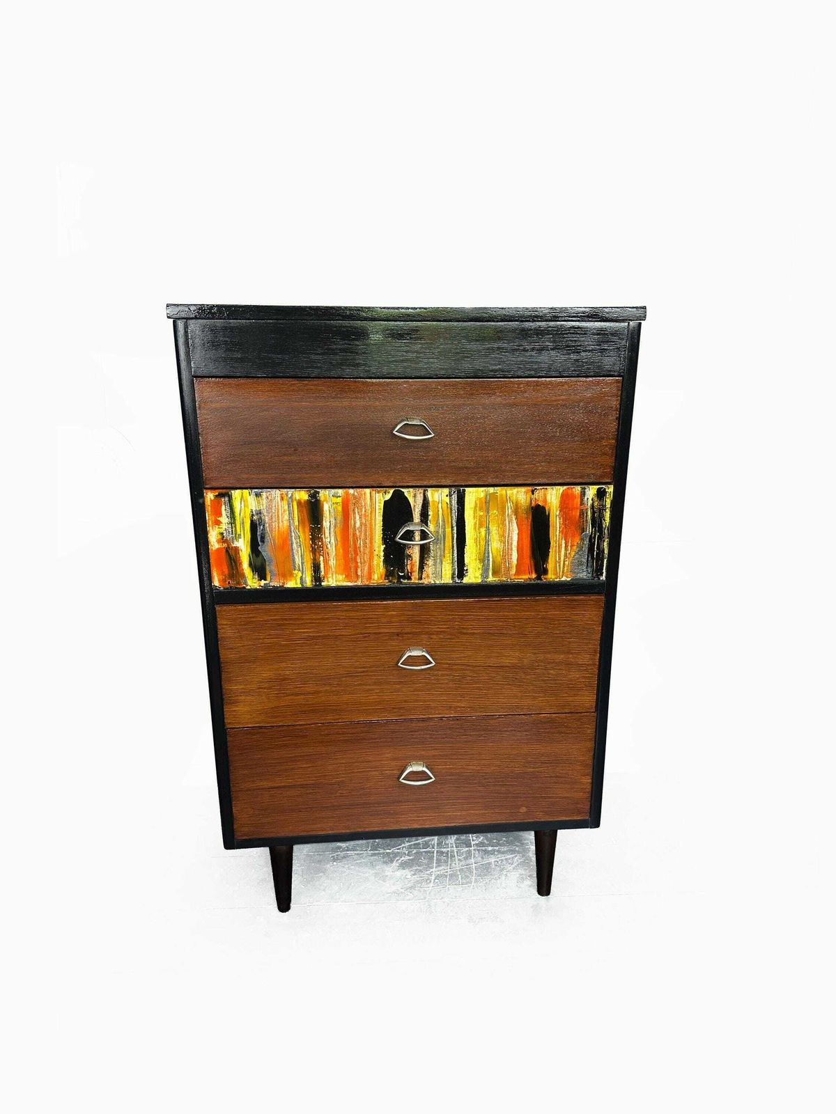 Mid Century 1950's Chest Of Drawers/Tallboy Fully Restored With Feature Acrylic Drawer Rare Find