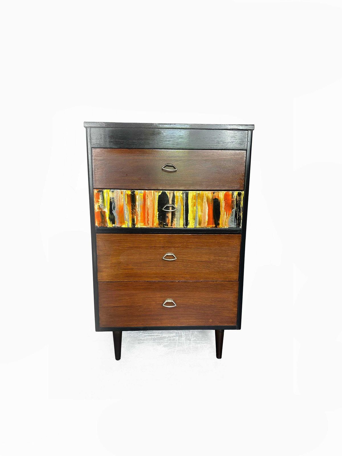 Mid Century 1950's Chest Of Drawers/Tallboy Fully Restored With Feature Acrylic Drawer Rare Find photo furniture