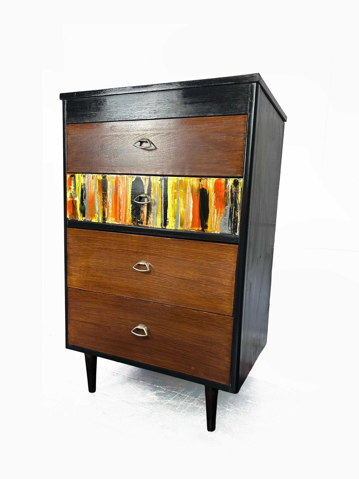 Mid Century 1950's Chest Of Drawers/Tallboy Fully Restored With Feature Acrylic Drawer Rare Find photo Furniture