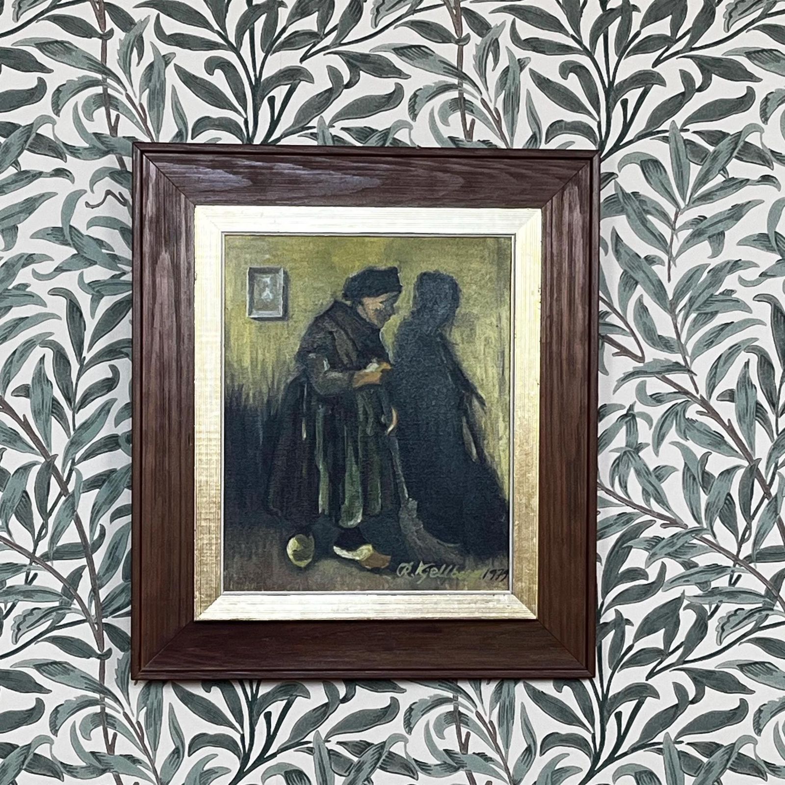 Woman Sweeping, 1970s, Signed L Kjellberg, Oil On Canvas photo furniture