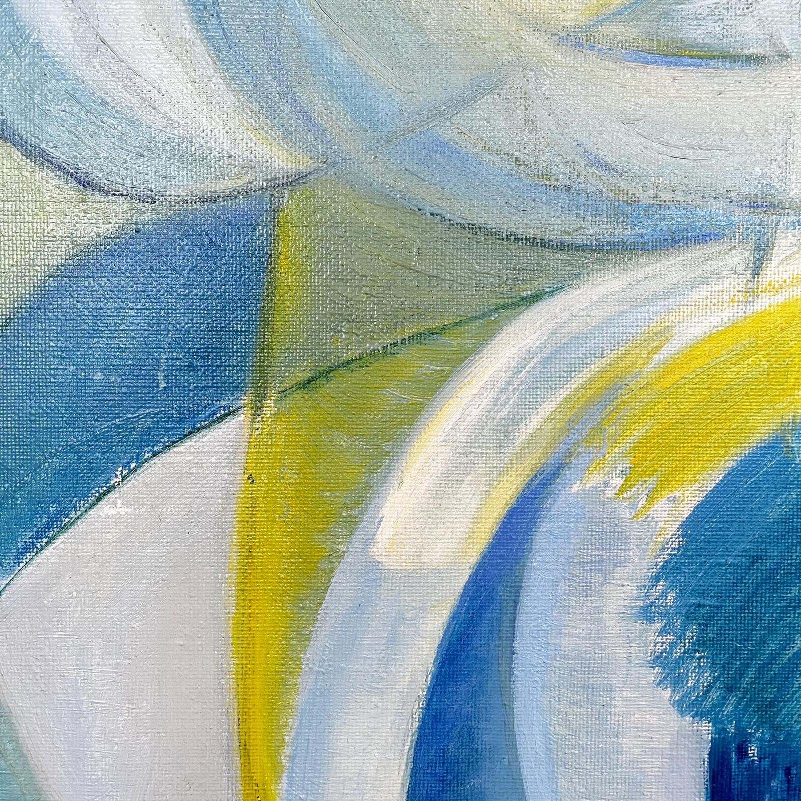 Abstract In Turquoise And Blue, 1997,  Swedish Artist L Rydén, Unframed Oil On Canvas photo vintage
