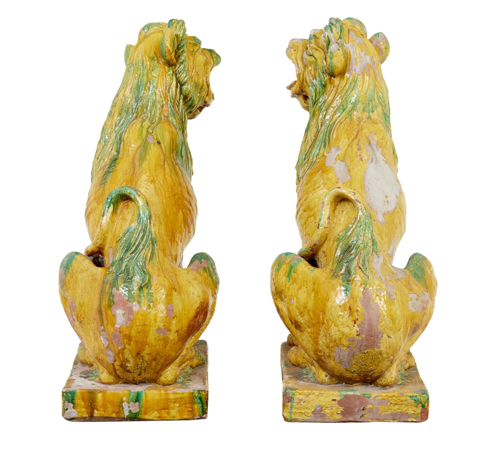 Pair Of Mid 20th Century Salt Glazed Decorative Dogs Of Fo photo vintage