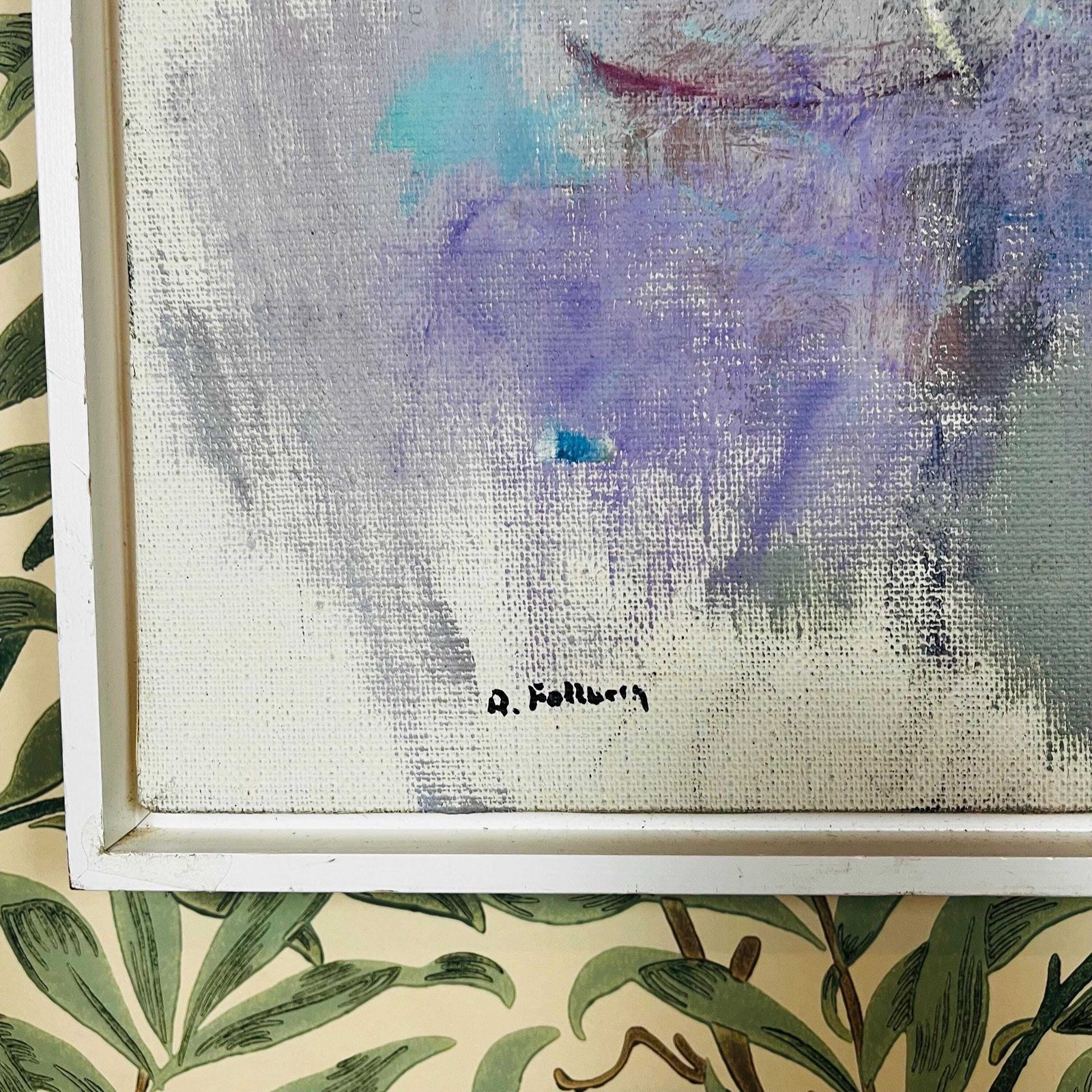 Vintage Abstract Landscape By Arne Fallberg (1944–2000), Swedish 1980s Original Oil Painting, Midcentury Scandinavian Art photo for sale