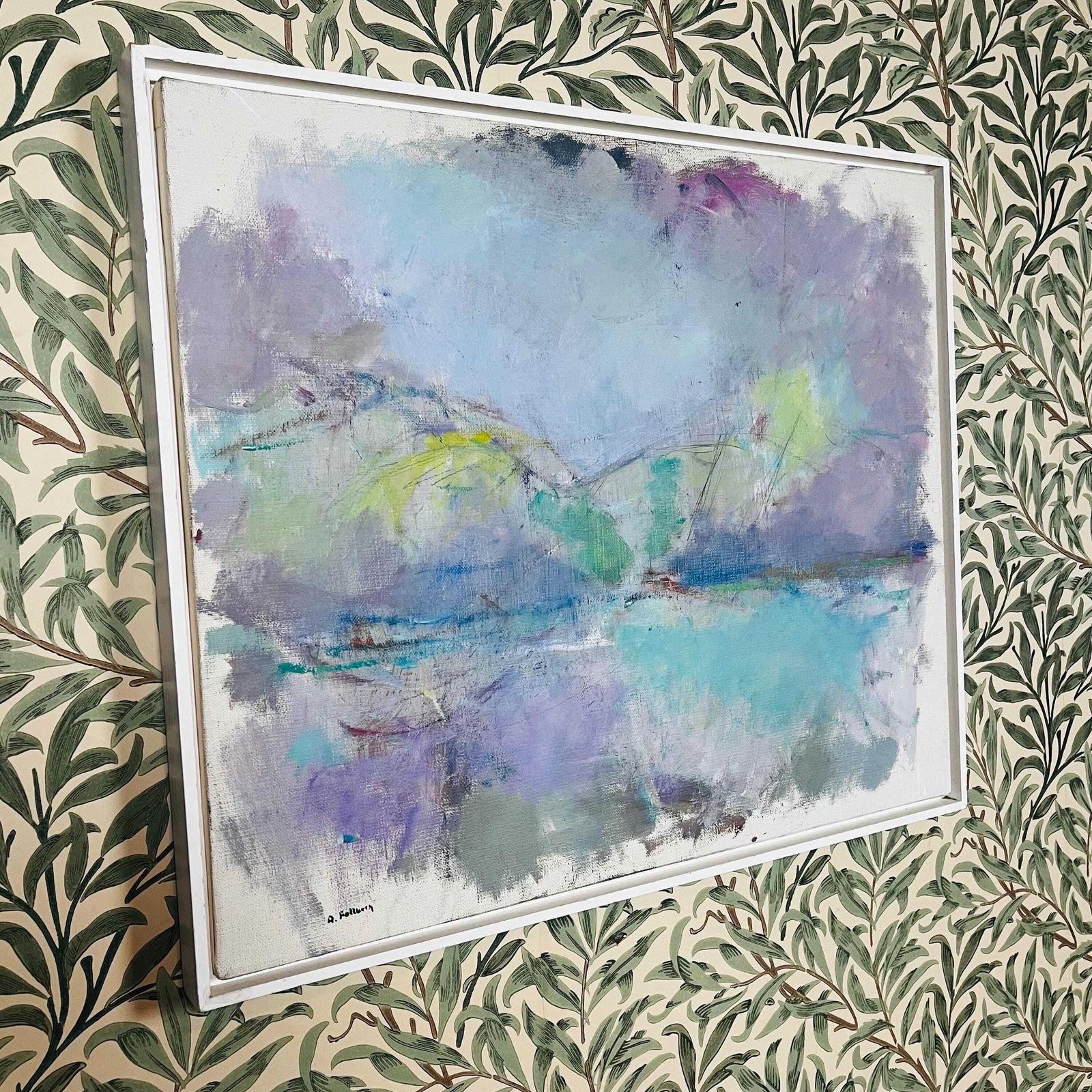 Vintage Abstract Landscape By Arne Fallberg (1944–2000), Swedish 1980s Original Oil Painting, Midcentury Scandinavian Art photo Art