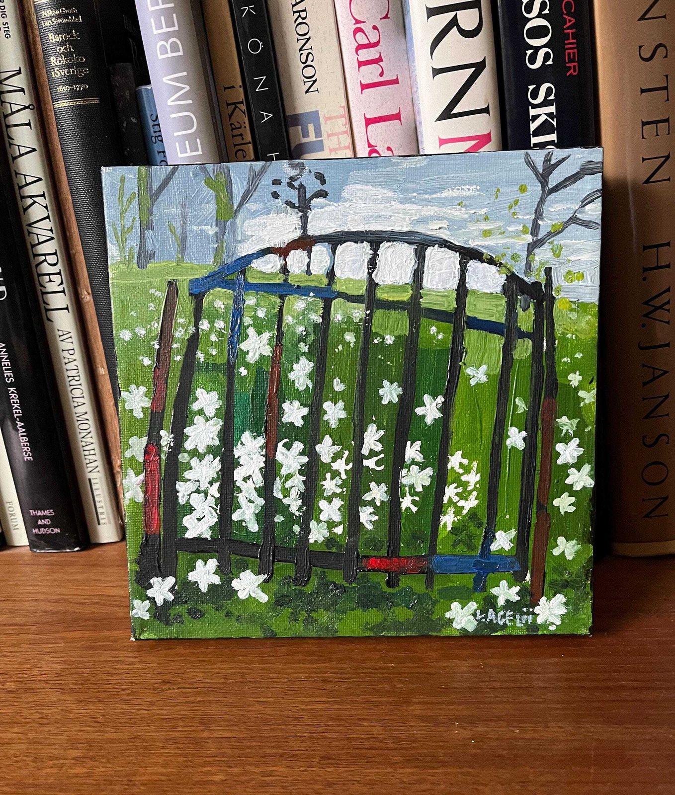 "Wood Anemones At Nisse’s Gate", 1990s, By Swedish Artist Lars Agelii, Unframed Acrylic Painting