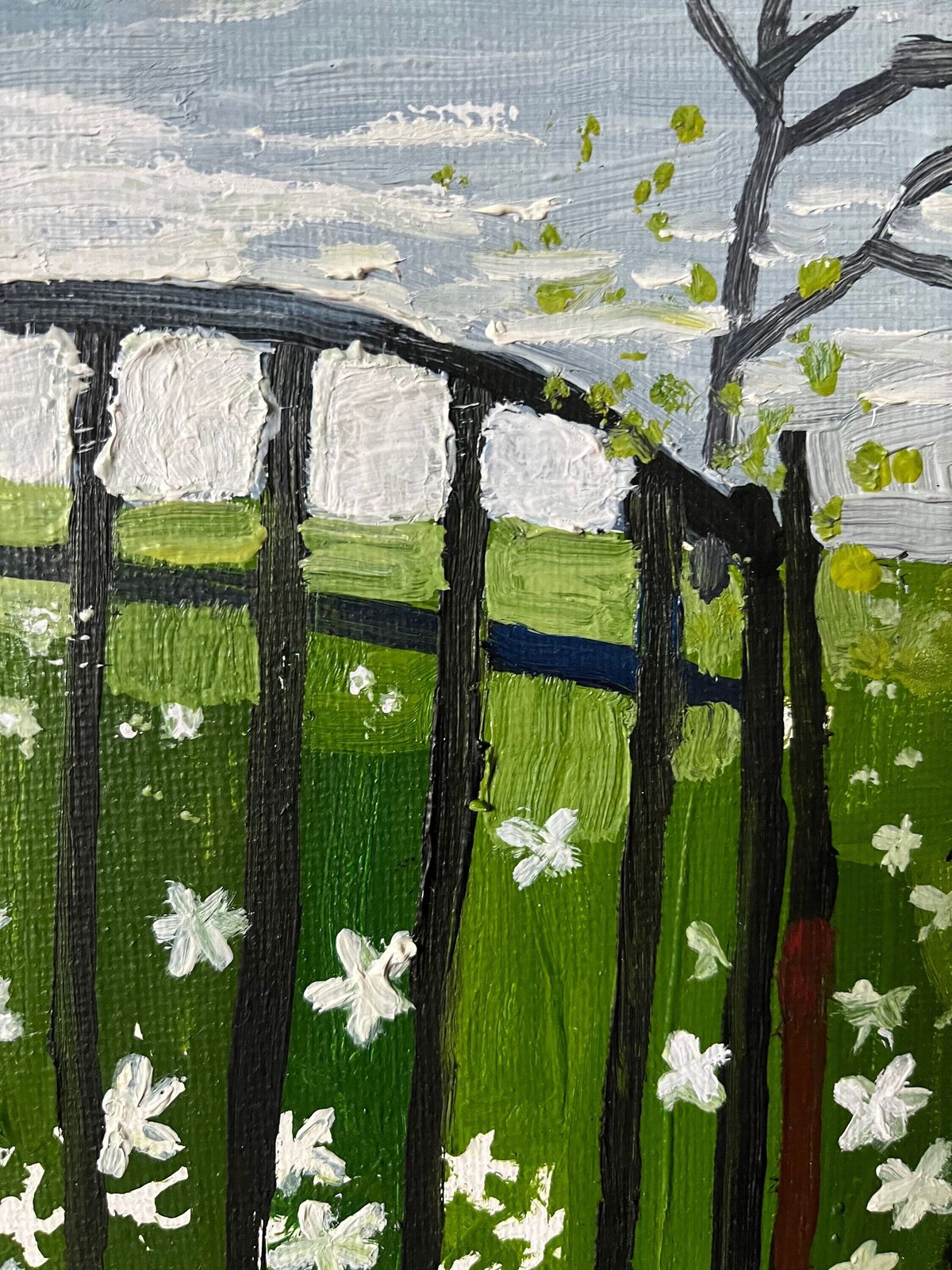 "Wood Anemones At Nisse’s Gate", 1990s, By Swedish Artist Lars Agelii, Unframed Acrylic Painting photo for sale