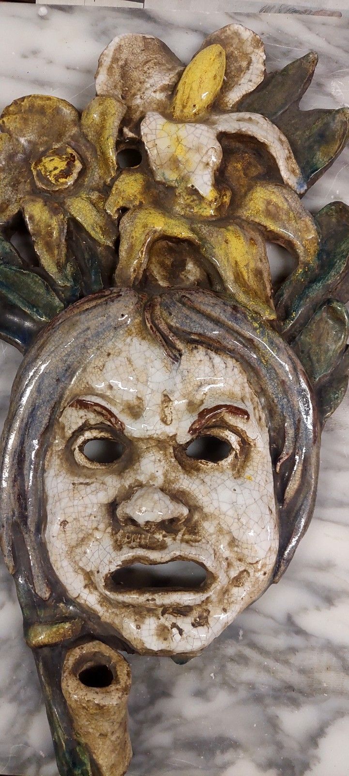 1950s Enameled Ceramic Sculpture R.Pucci Flower Carrier photo furniture